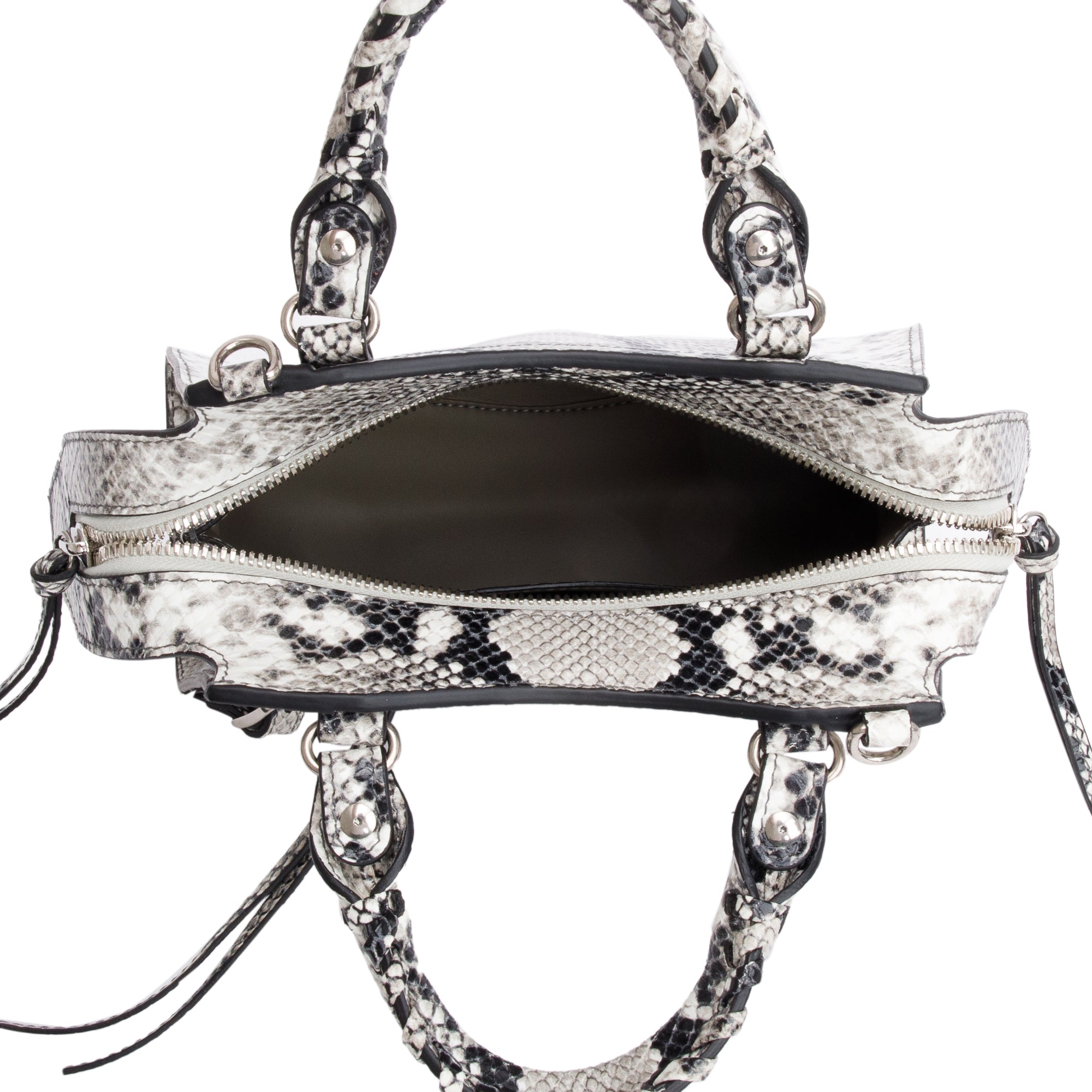 Balenciaga Grey Python Embossed Neo Classic Mini City Bag w/ Strap