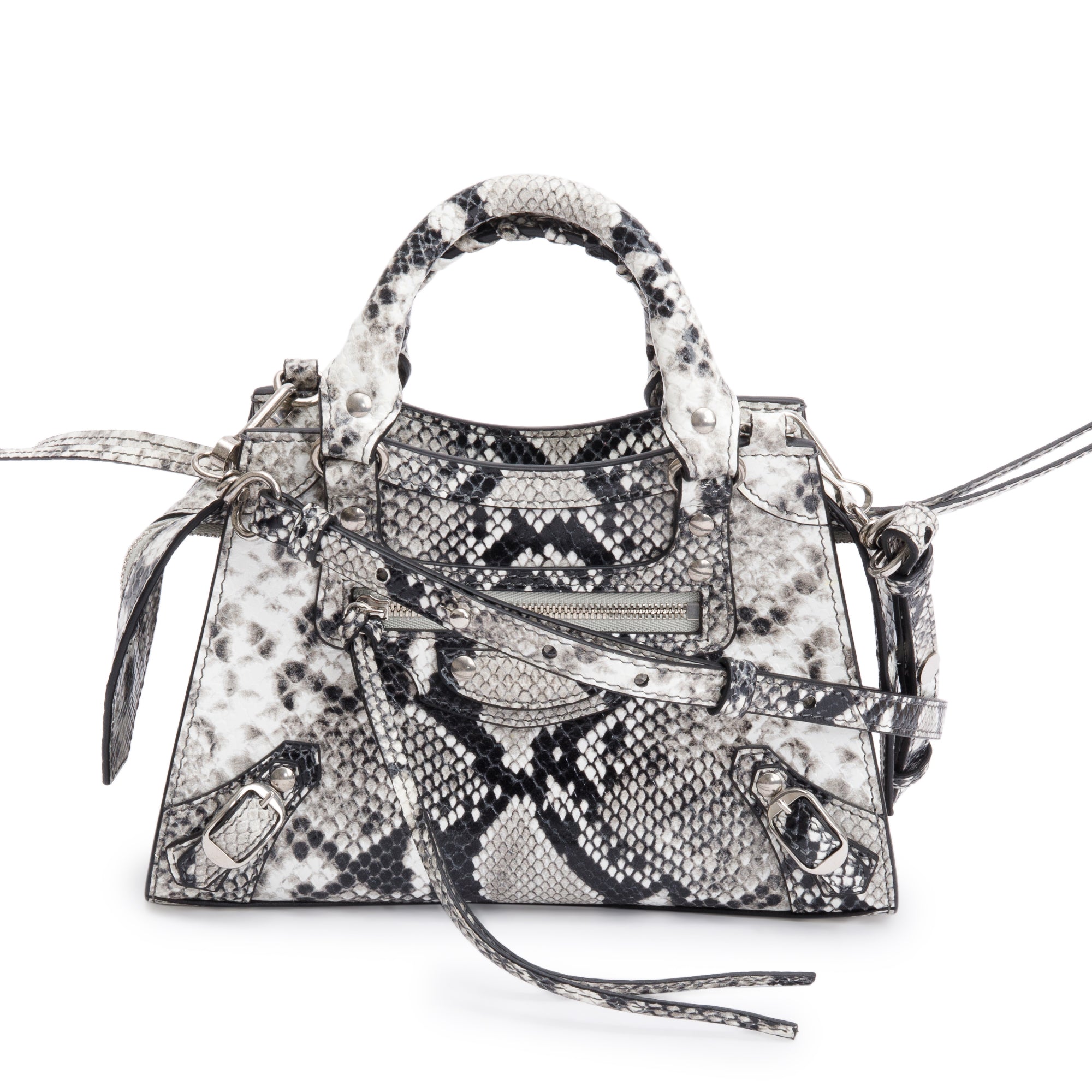 Balenciaga Grey Python Embossed Neo Classic Mini City Bag w/ Strap