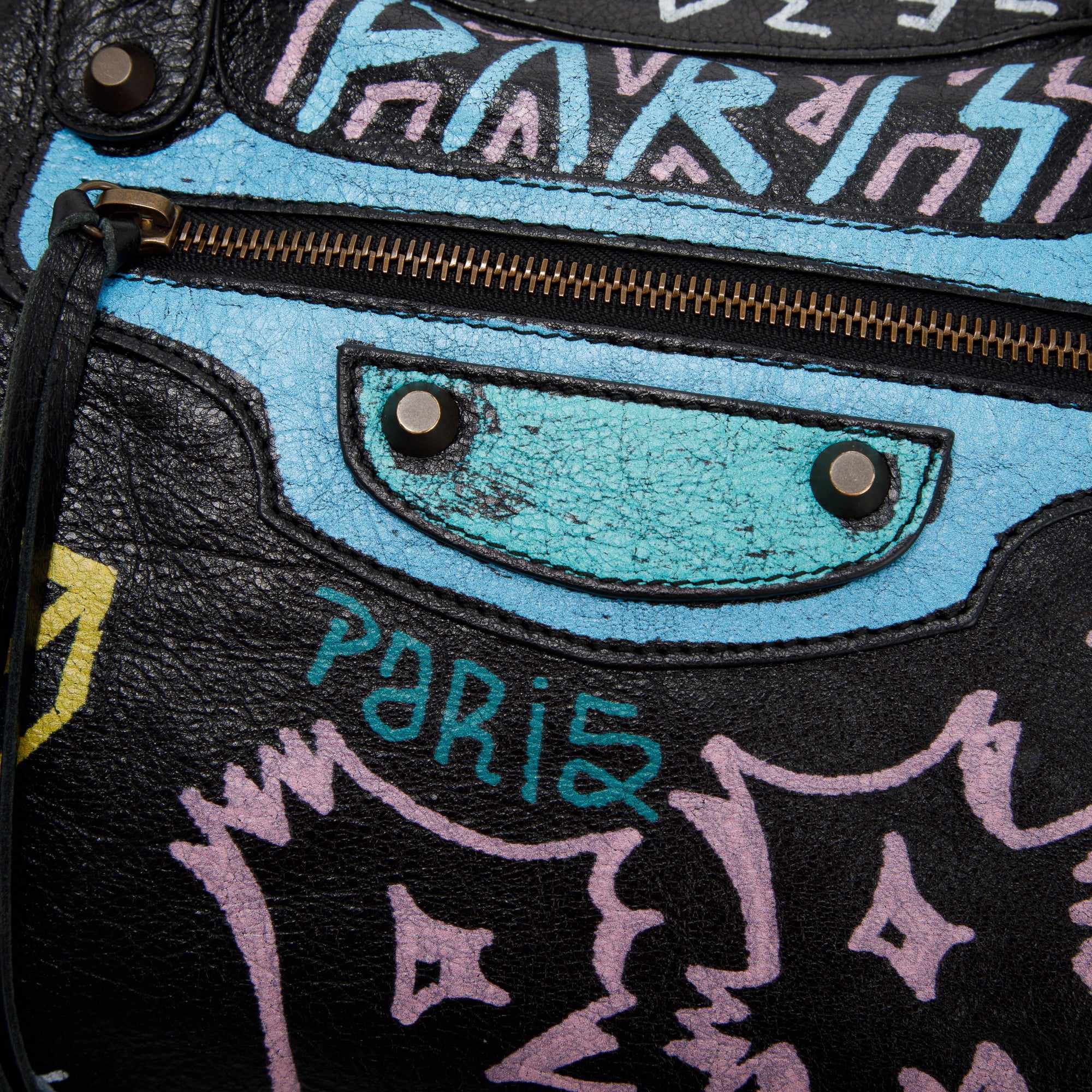 Balenciaga Medium Graffiti Motocross Classic City Bag