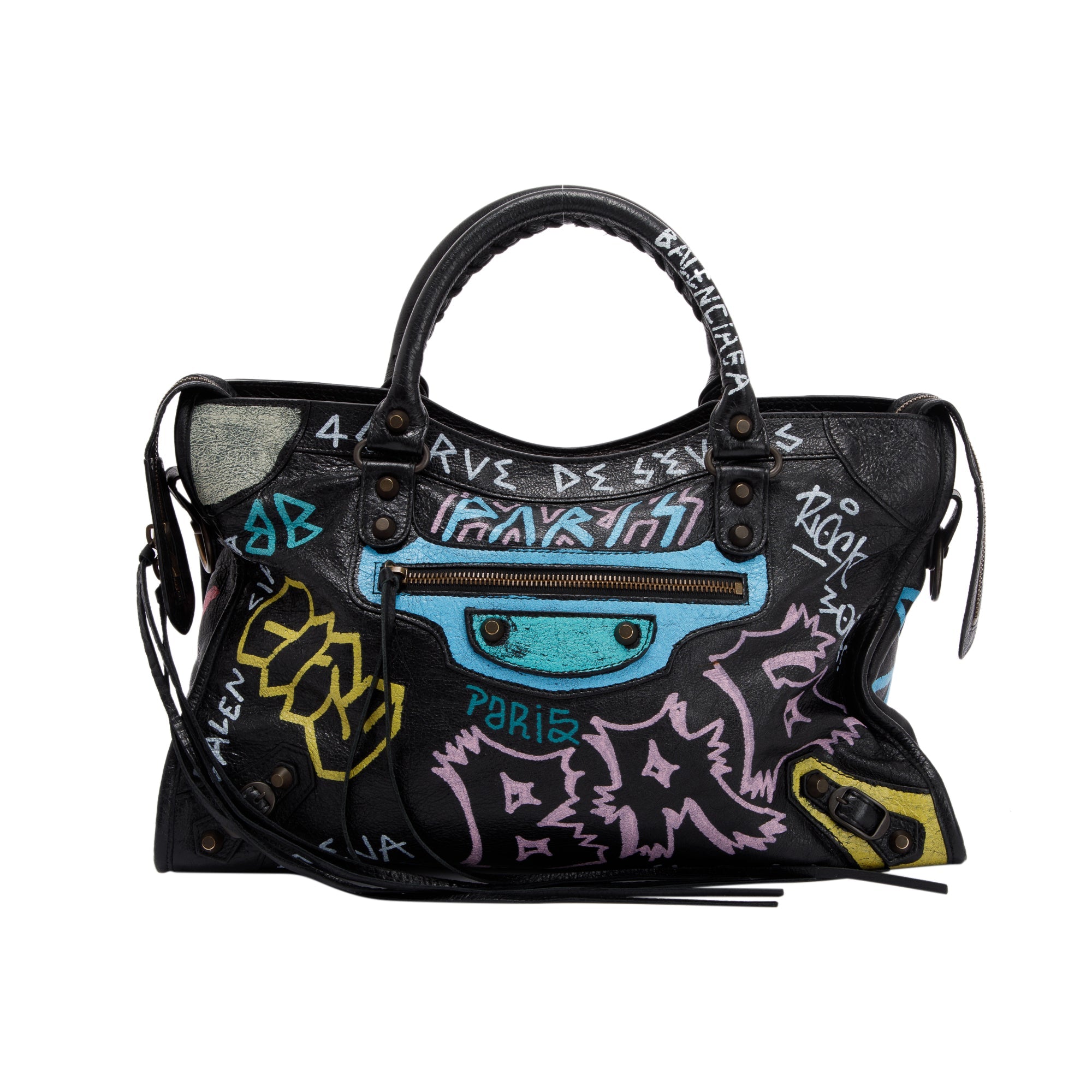 Balenciaga Medium Graffiti Motocross Classic City Bag