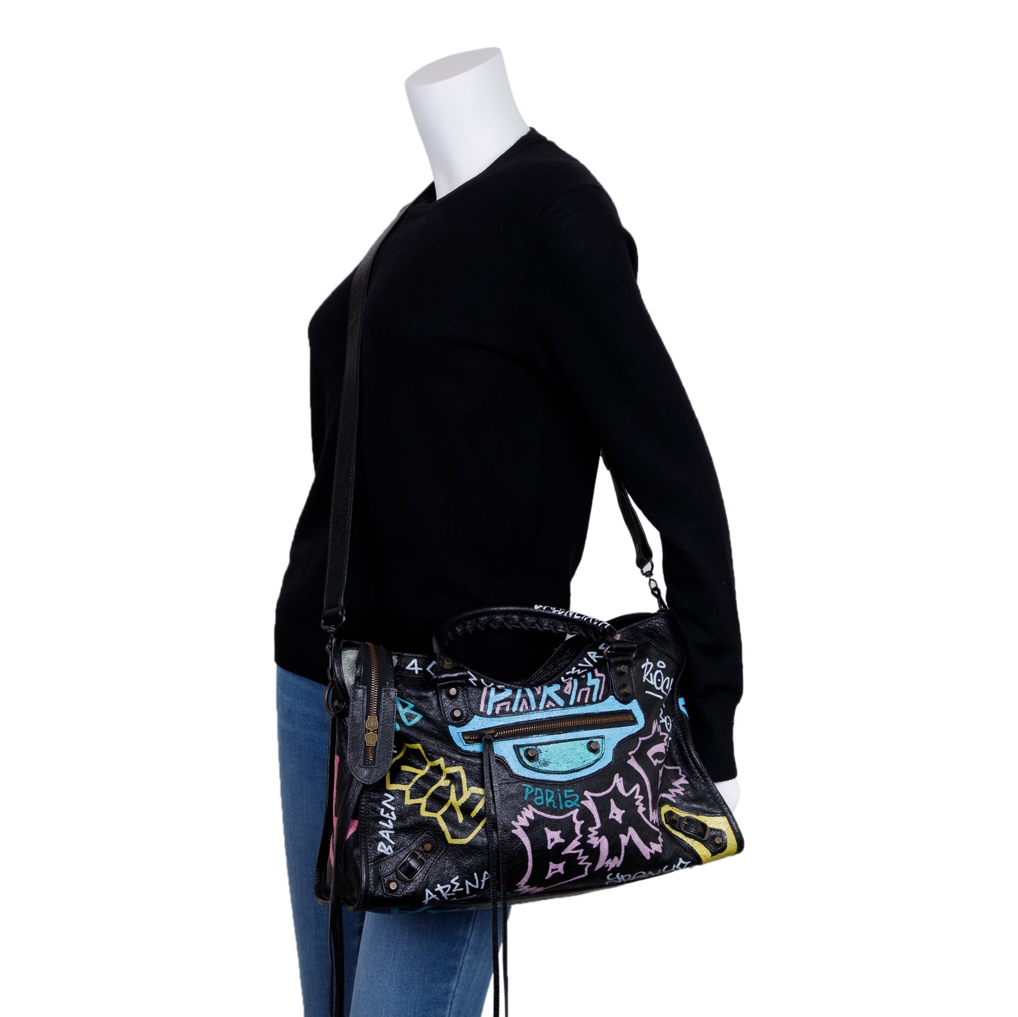 Balenciaga Medium Graffiti Motocross Classic City Bag