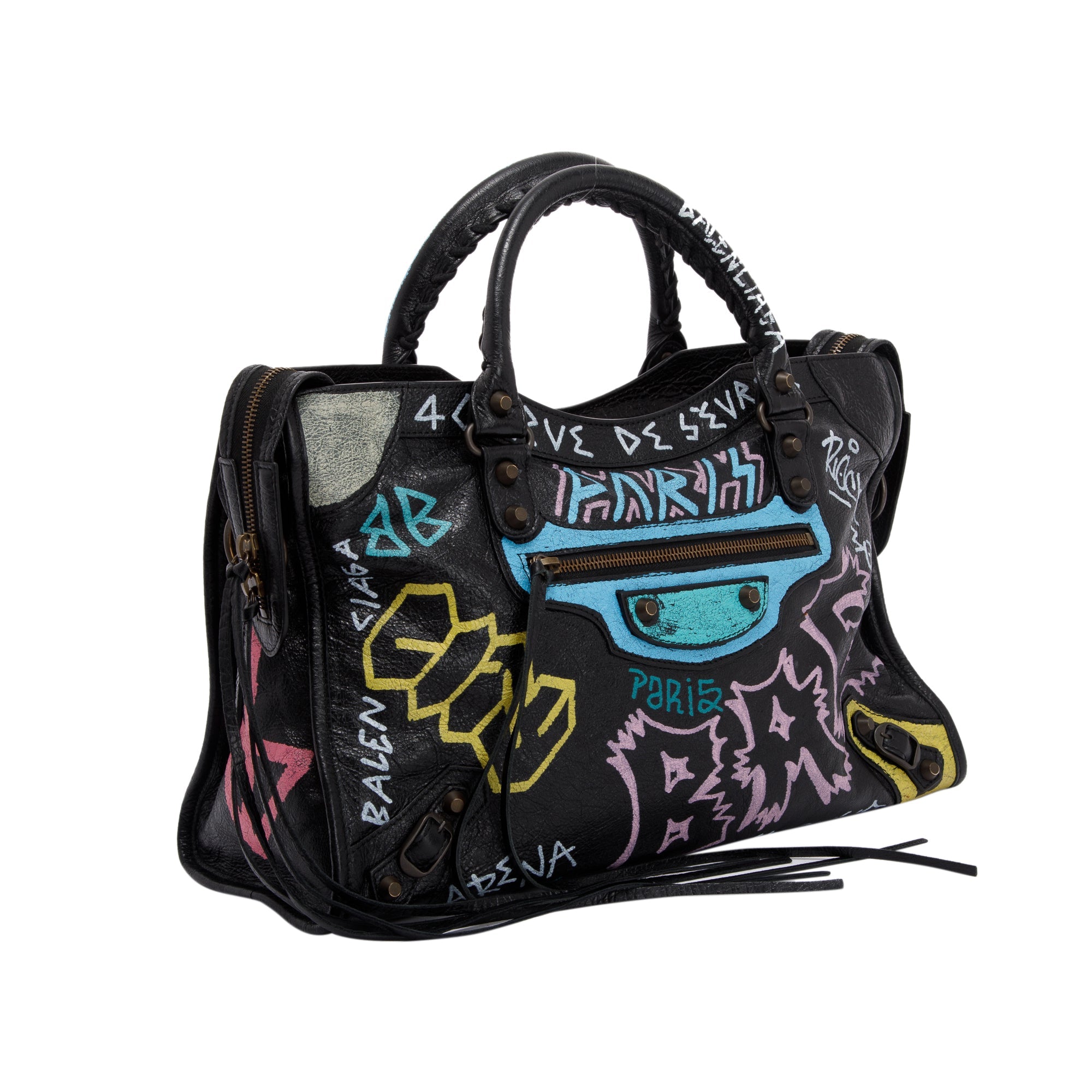 Balenciaga Medium Graffiti Motocross Classic City Bag