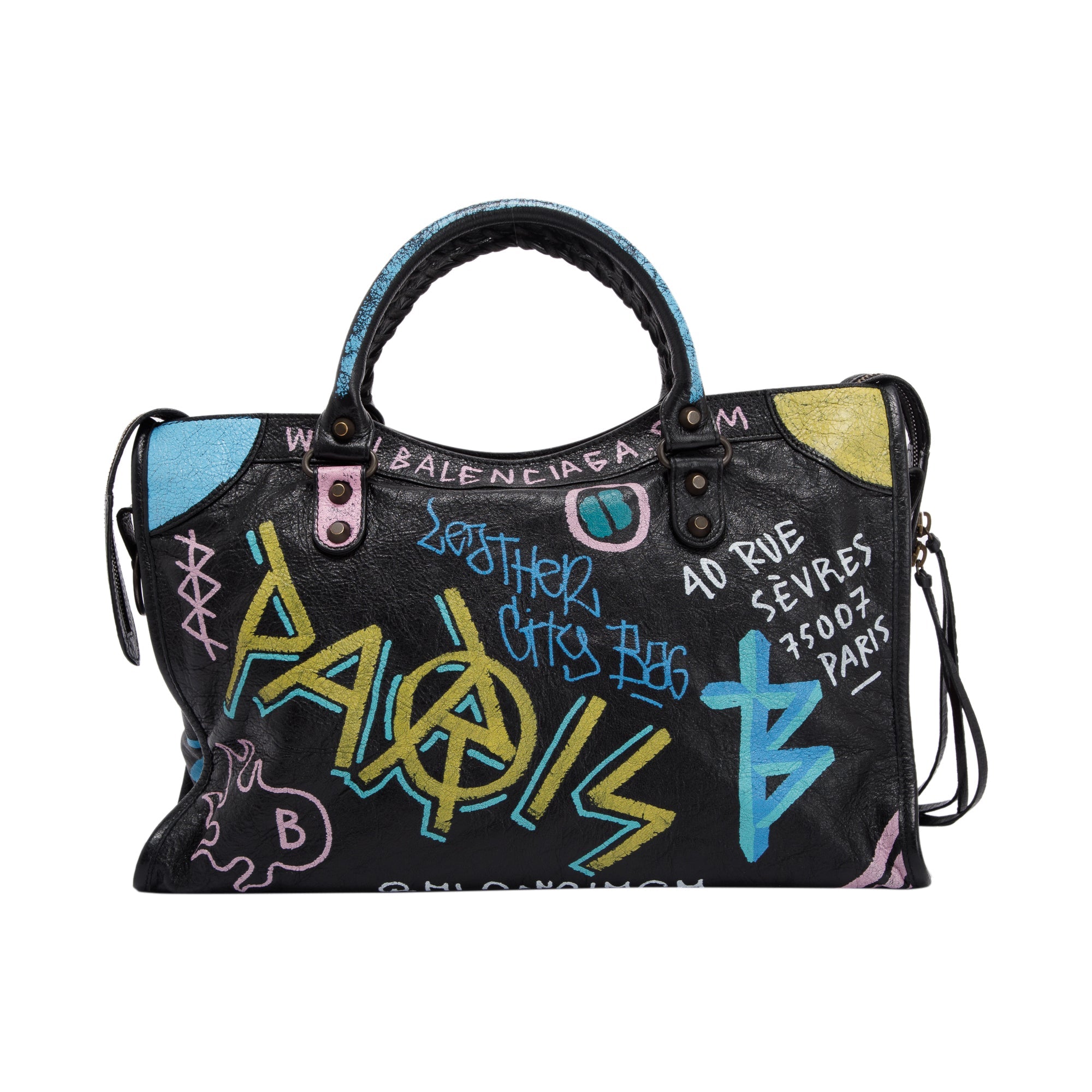 Balenciaga Medium Graffiti Motocross Classic City Bag