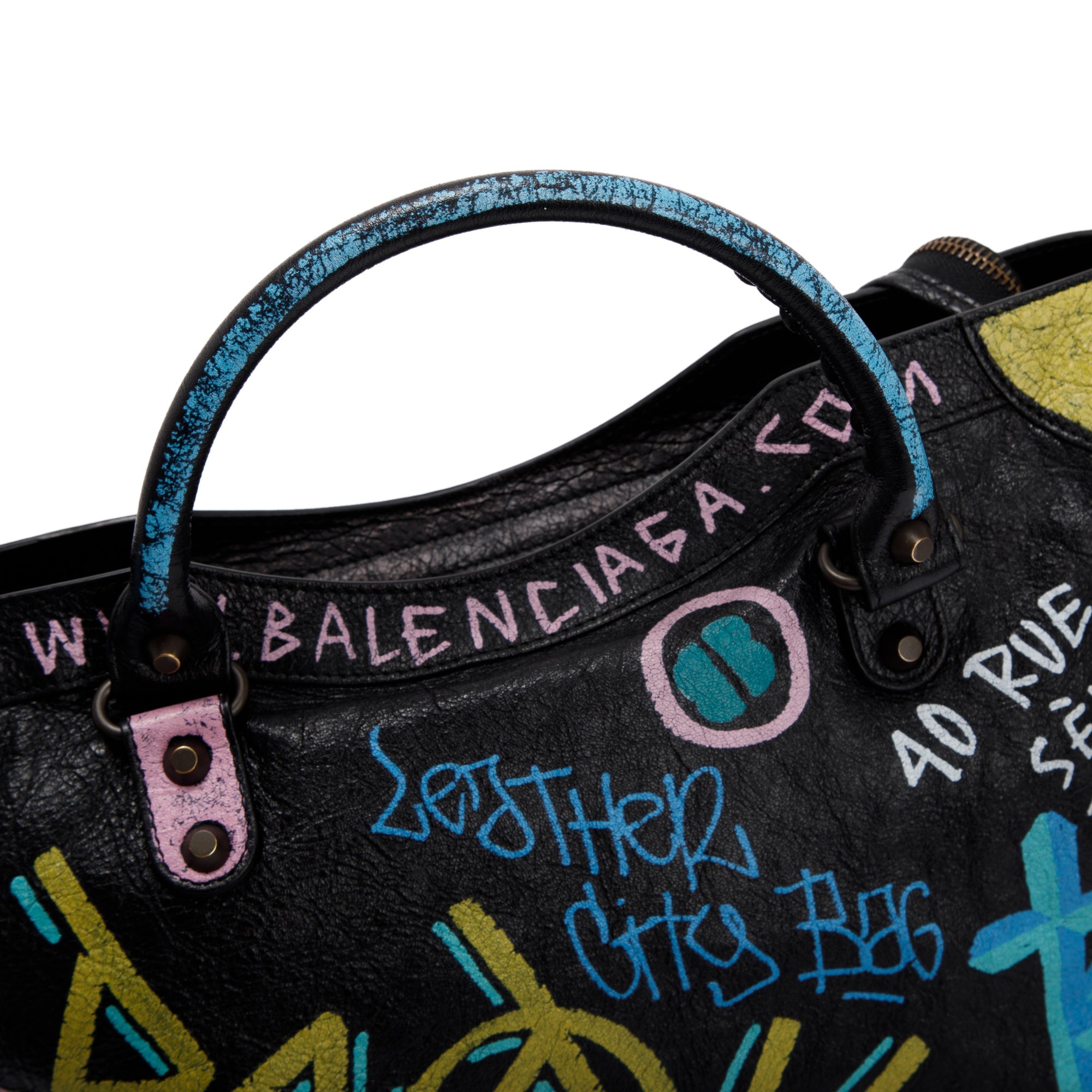 Balenciaga Medium Graffiti Motocross Classic City Bag