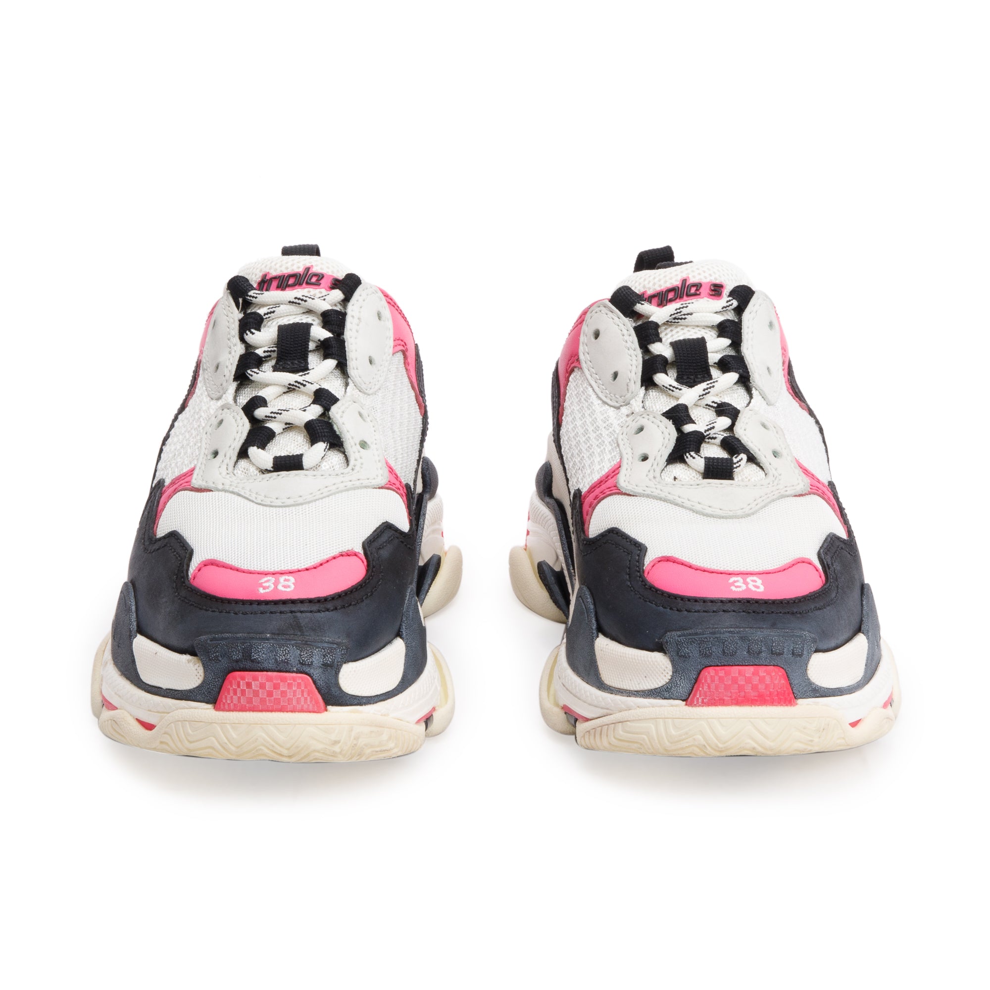 Balenciaga Multicolor Fabric Mesh Triple S Chunky Sneakers, Size 38