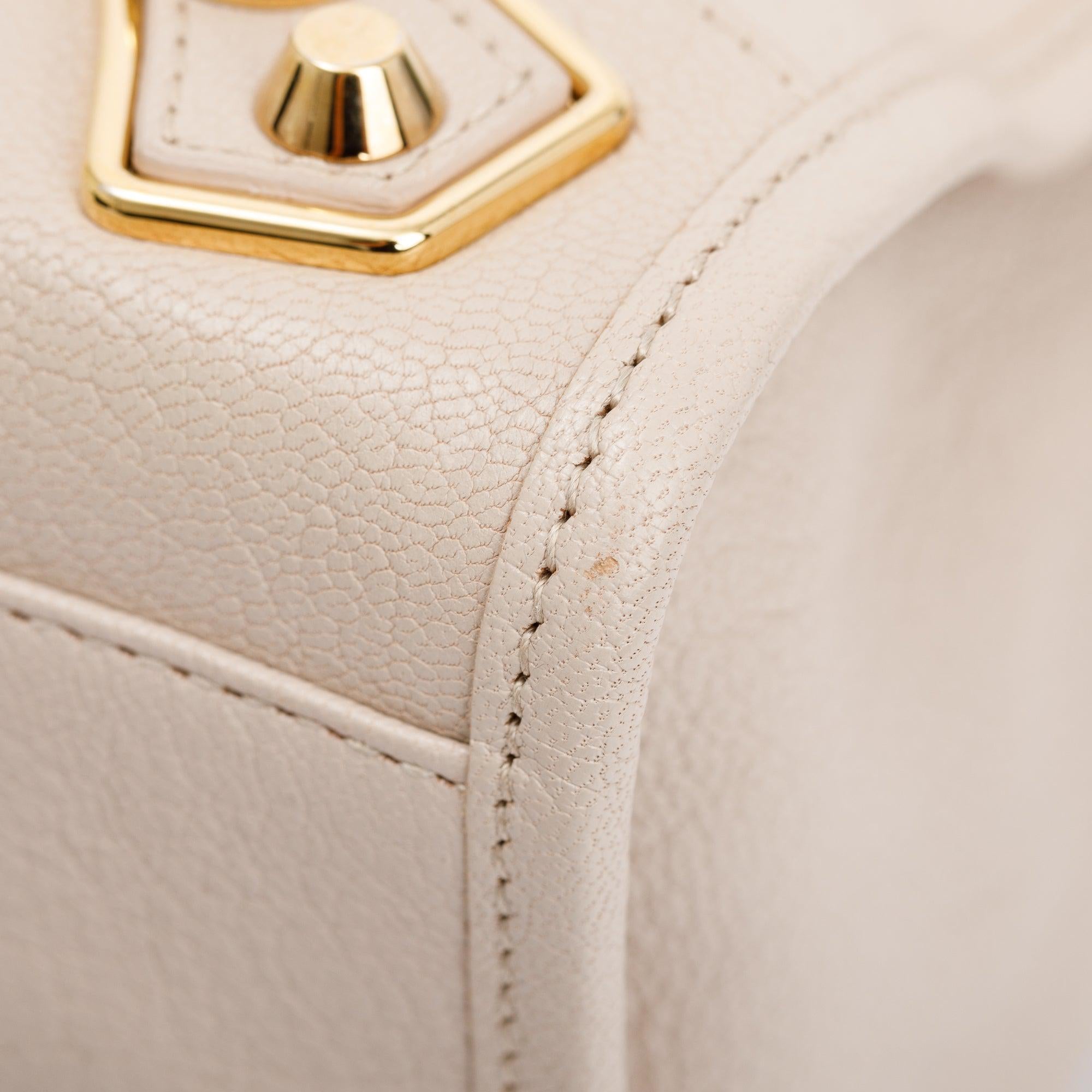 Balenciaga Neutral Chevre Leather Metallic Edge City Bag