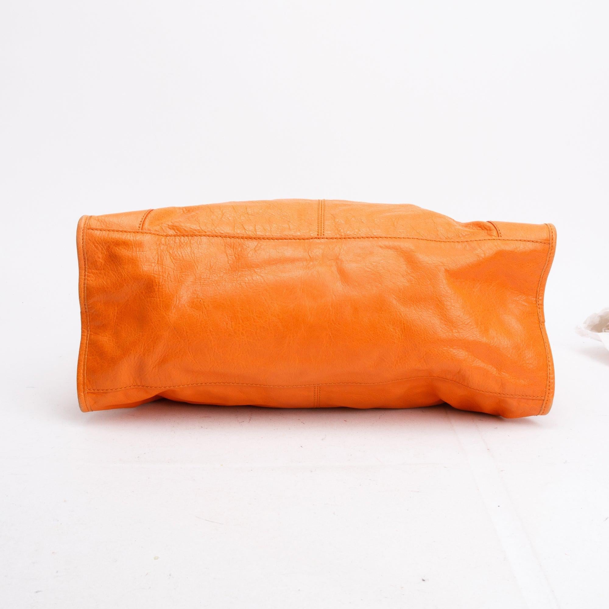 Balenciaga Orange Agneau Leather Giant 12 City Bag