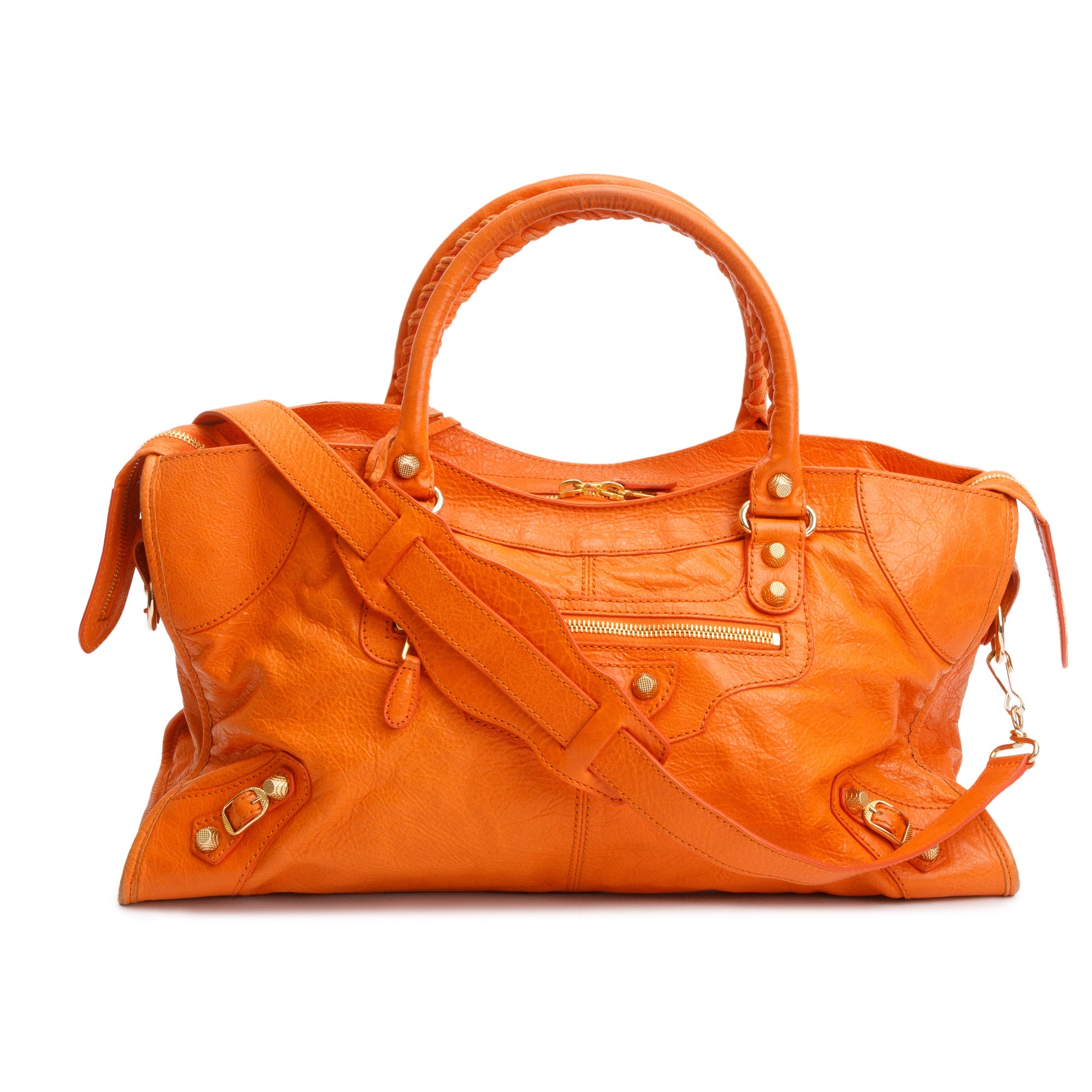 Balenciaga Orange Agneau Leather Giant 12 City Bag