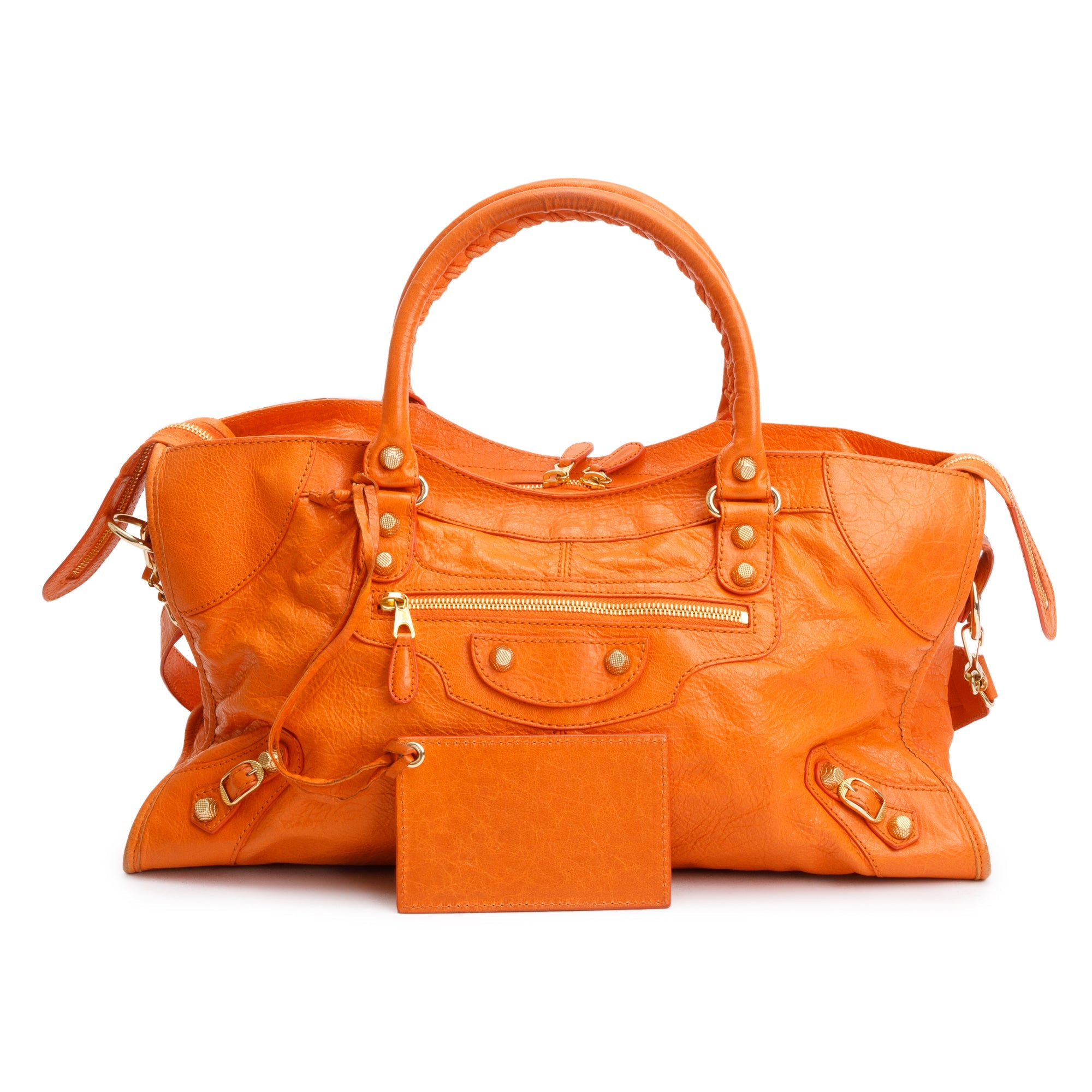 Balenciaga Orange Agneau Leather Giant 12 City Bag
