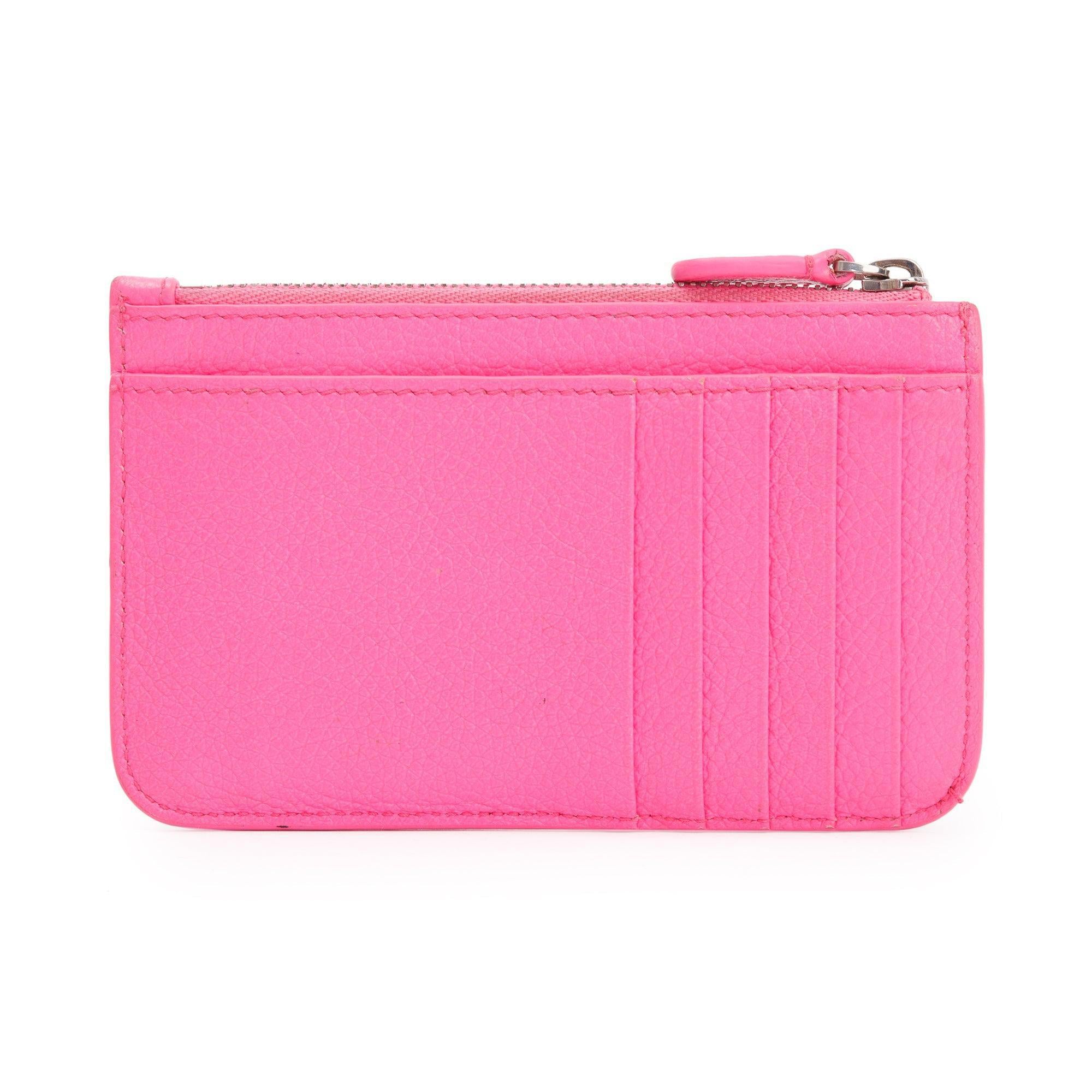 Balenciaga Pink Calfskin Leather Large Long Coin and Card Holder w/ Box