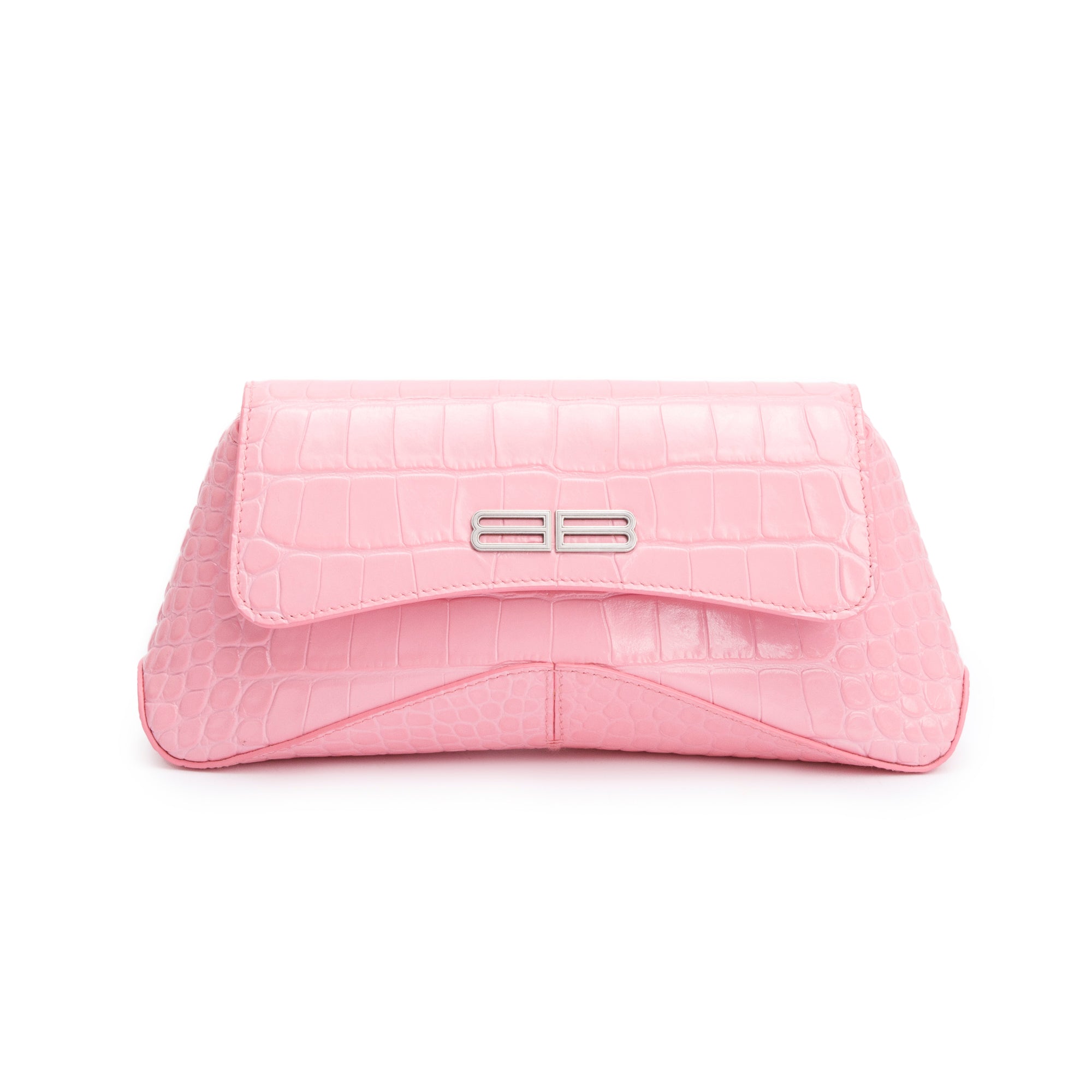 Balenciaga Pink Croc-Embossed Leather XX Small Flap Crossbody Bag