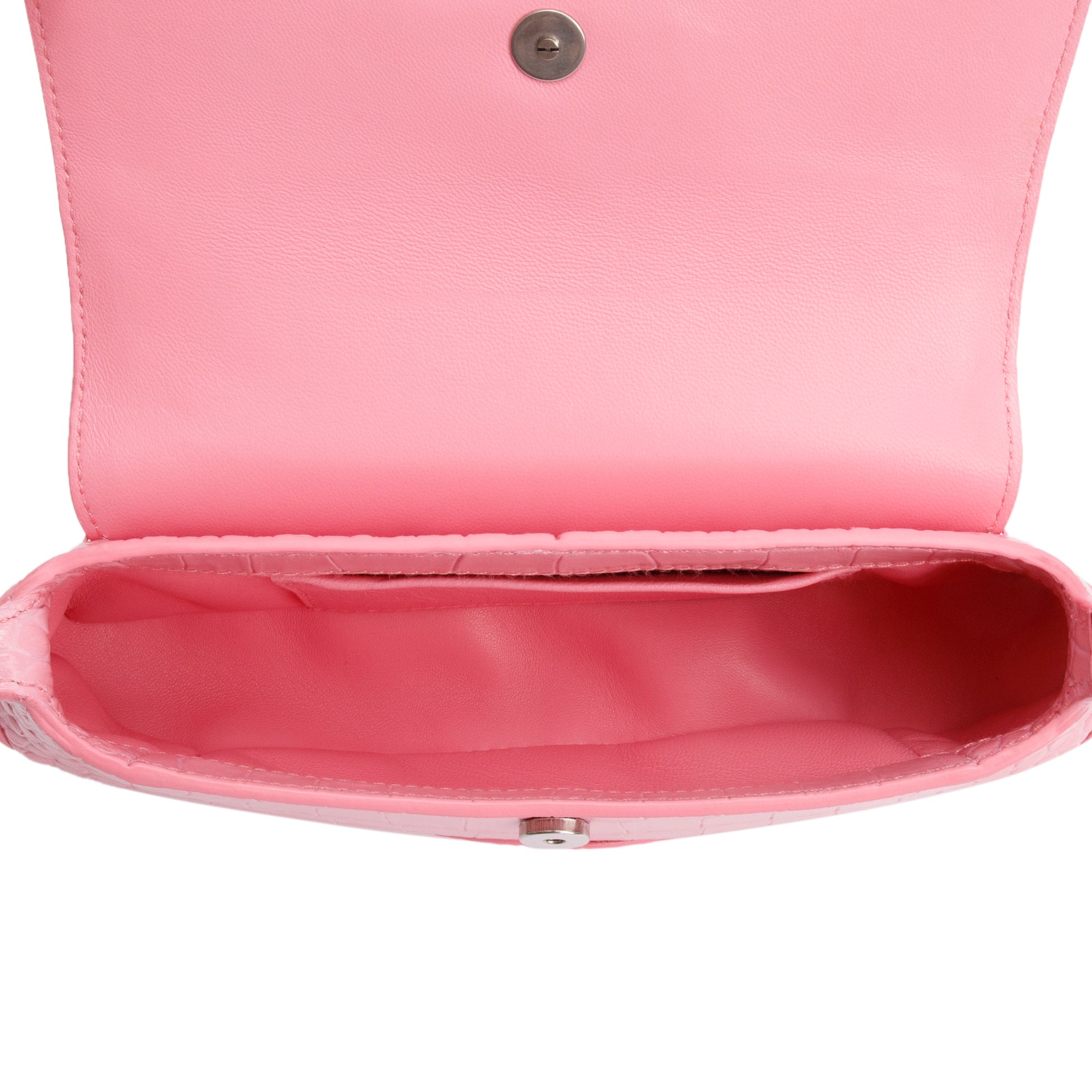 Balenciaga Pink Croc-Embossed Leather XX Small Flap Crossbody Bag