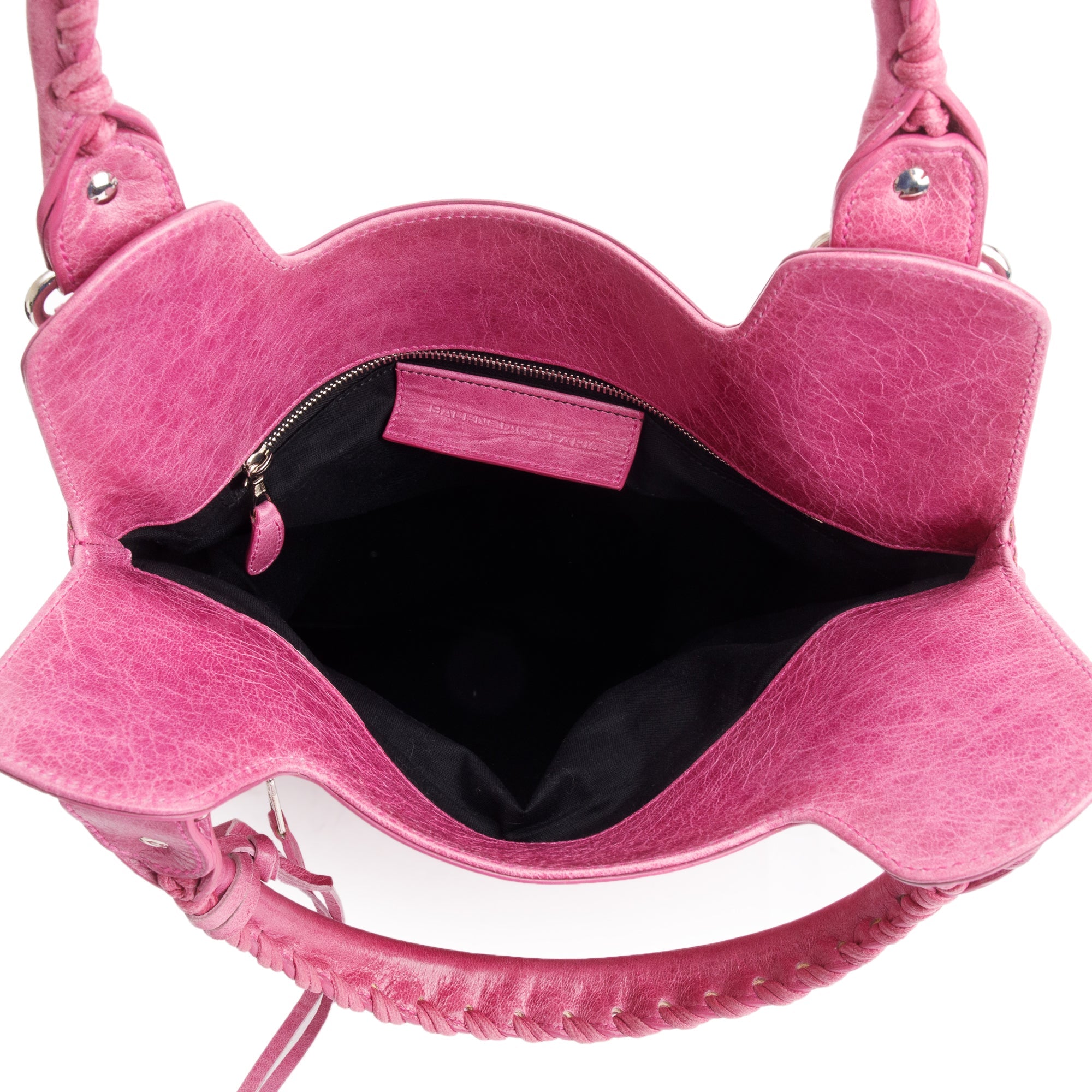 Balenciaga Pink Distressed Arena Leather Motocross Giant 21 Slim Hobo Bag