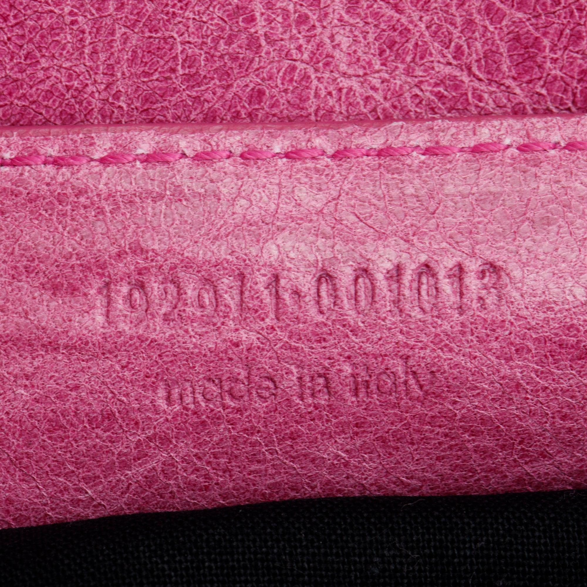 Balenciaga Pink Distressed Arena Leather Motocross Giant 21 Slim Hobo Bag