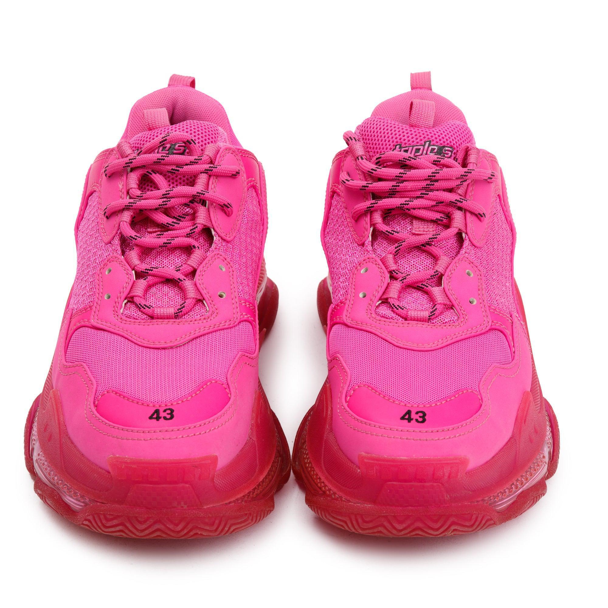 Balenciaga Pink Fabric Mesh Triple S Chunky Sneakers, Size 43