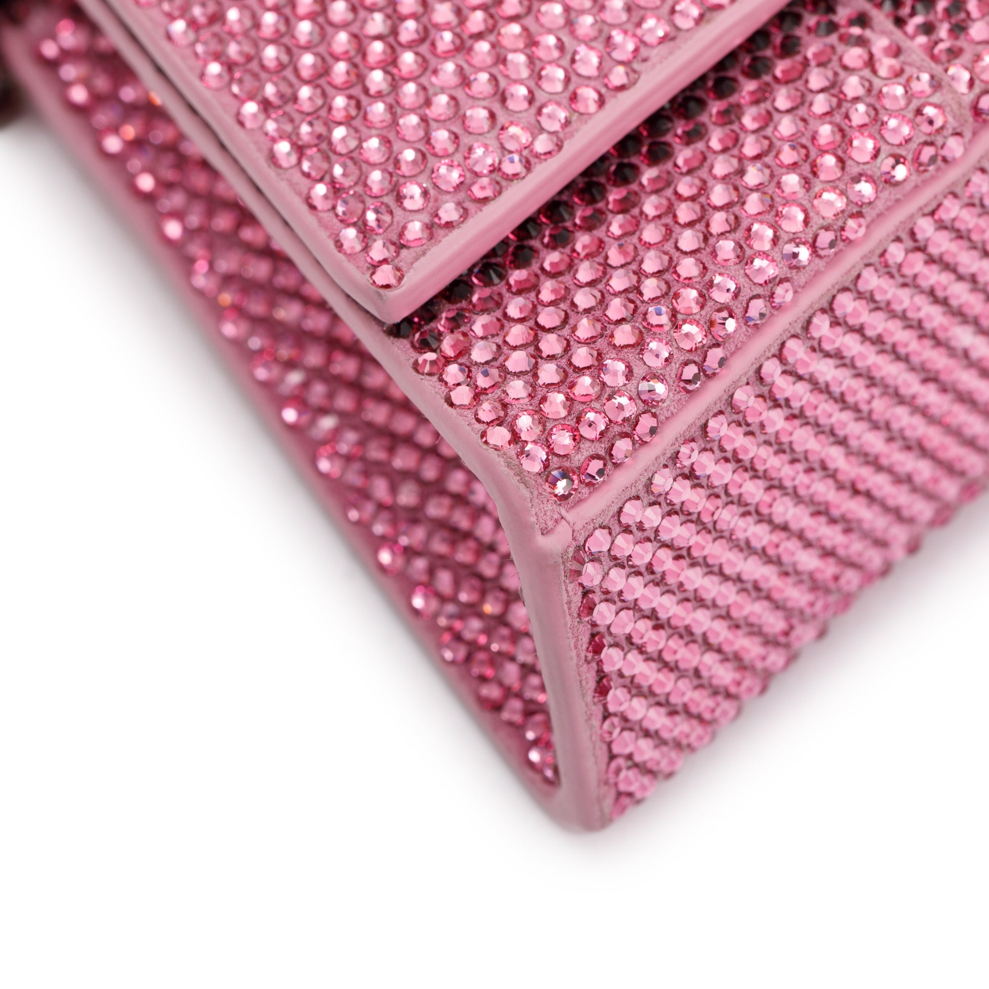 Balenciaga Pink Rhinestone Hourglass Wallet on Chain w/ Box