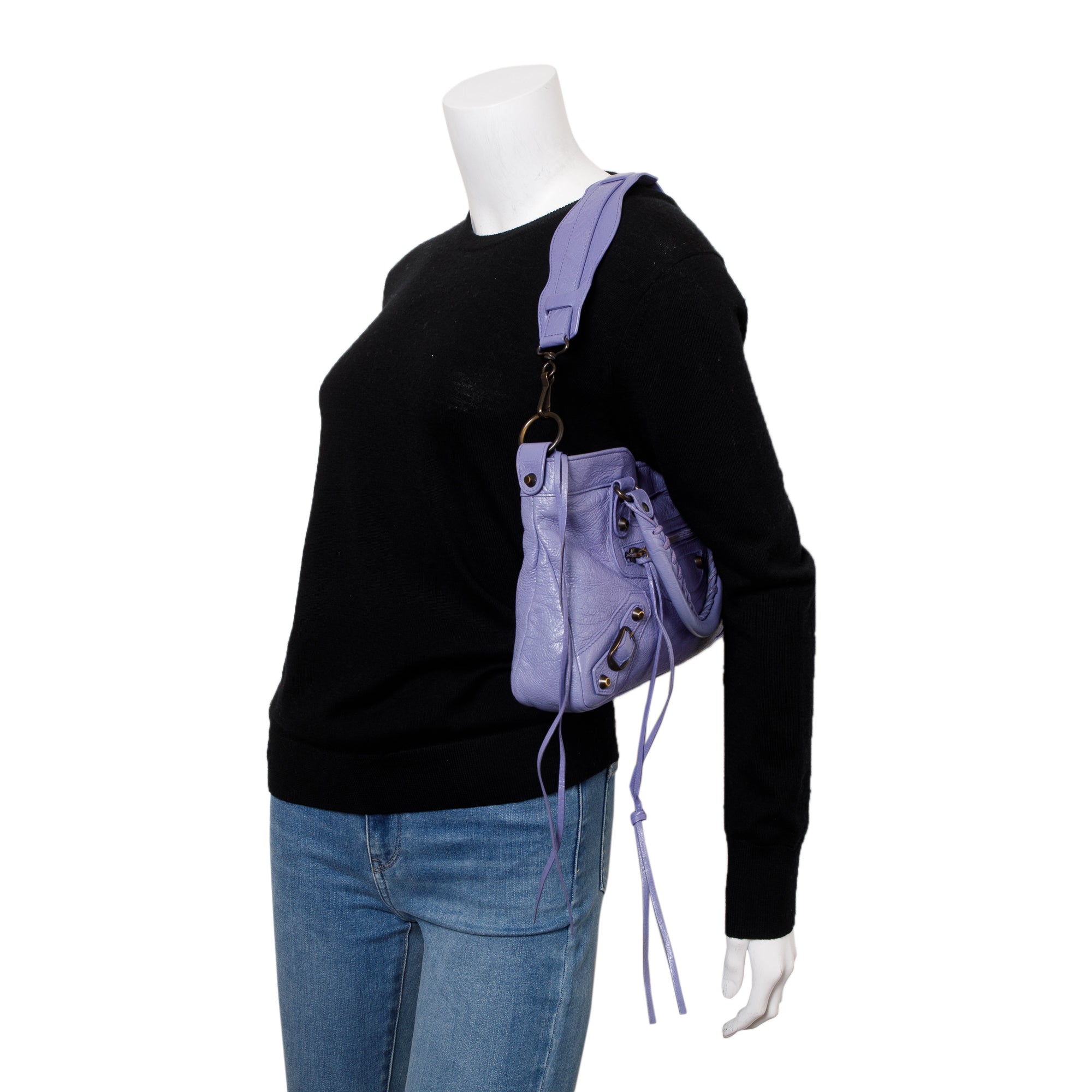 Balenciaga Purple Arena Leather Motocross Classic First Bag