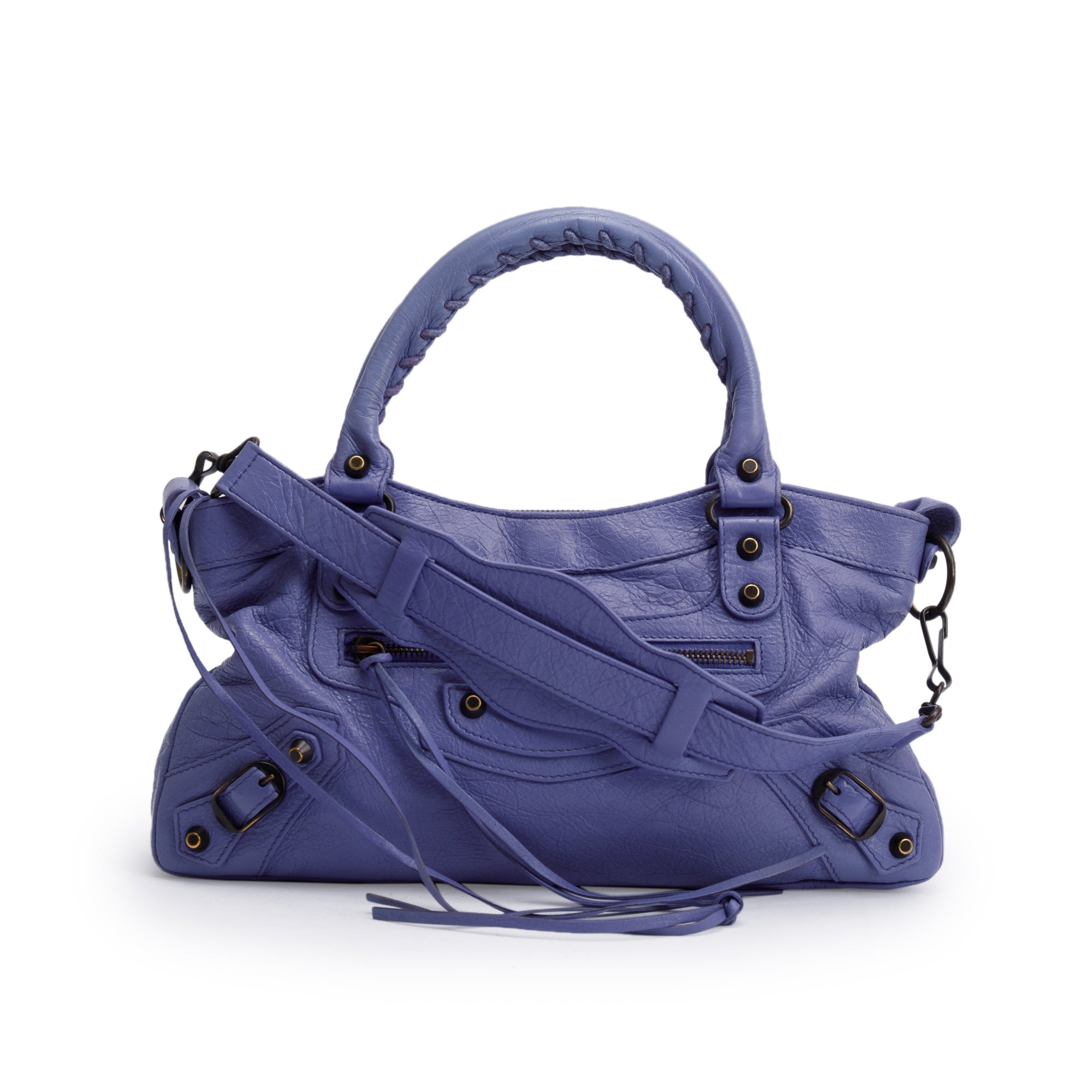 Balenciaga Purple Arena Leather Motocross Classic First Bag