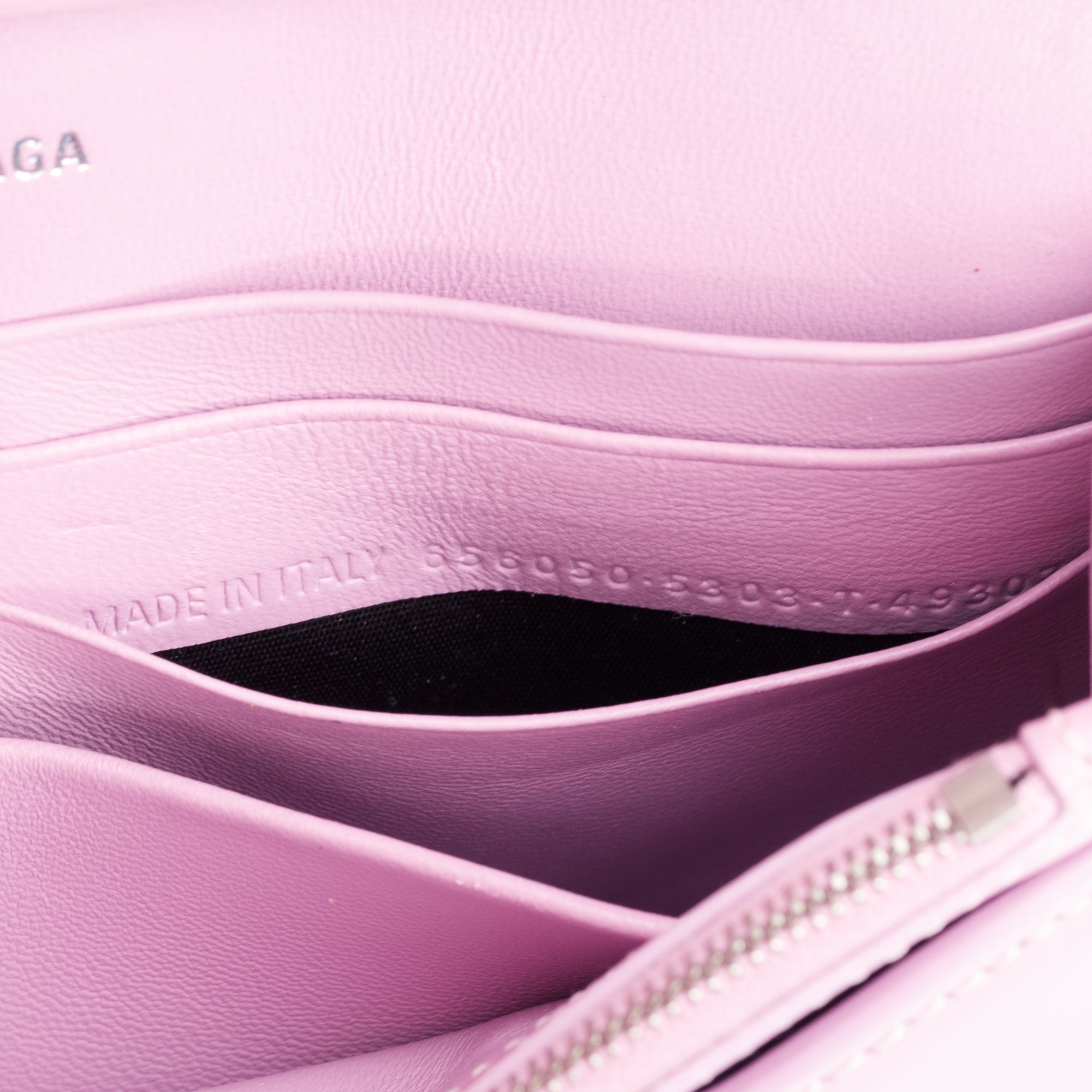 Balenciaga Purple Smooth Leather Hourglass Wallet on Chain