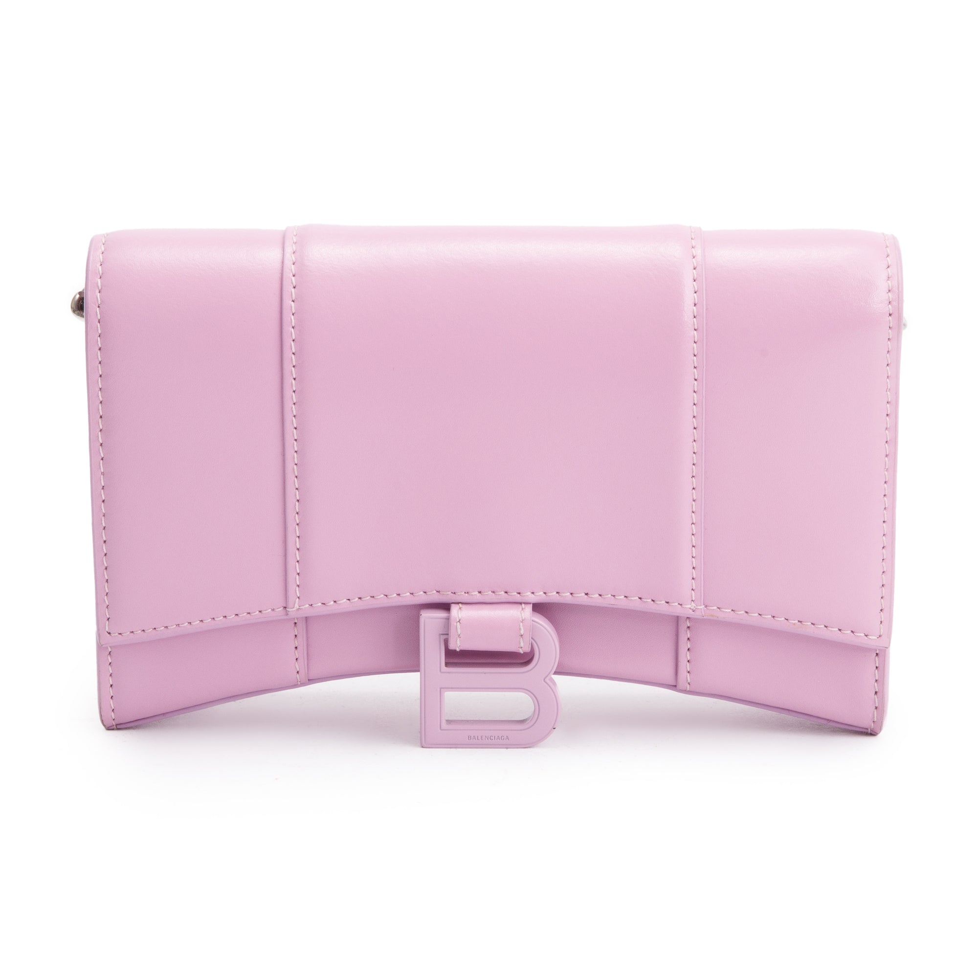 Balenciaga Purple Smooth Leather Hourglass Wallet on Chain