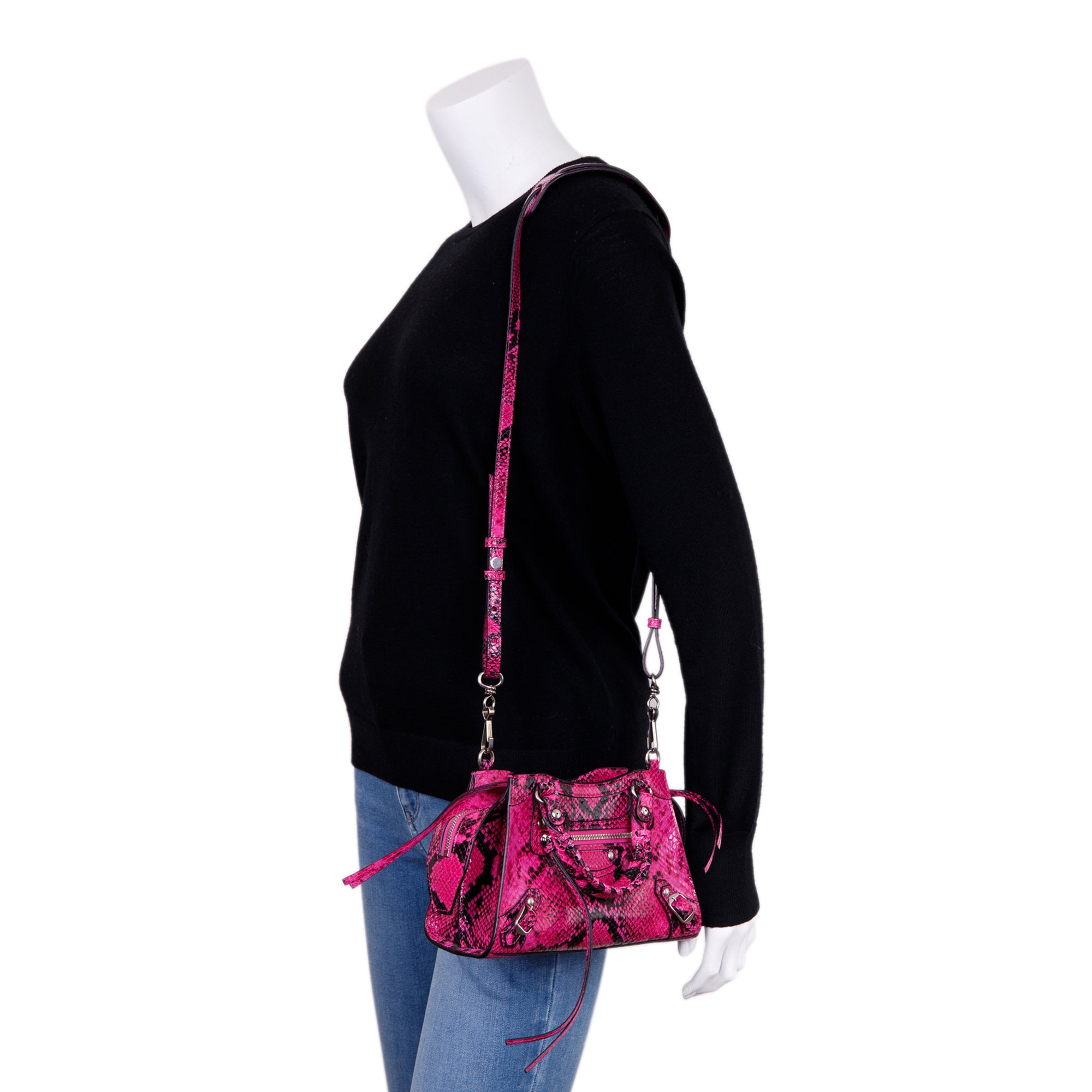 Balenciaga Python Embossed Neo Classic Mini City Bag w/ Strap