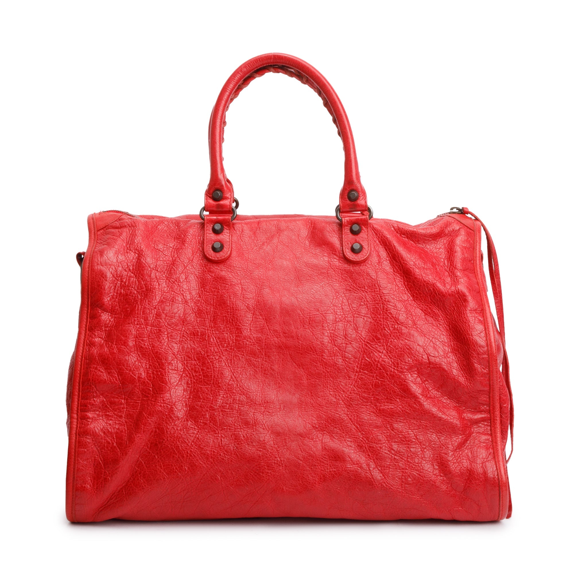 Balenciaga Red Agneau Leather Motocross Classic Kraft Bag