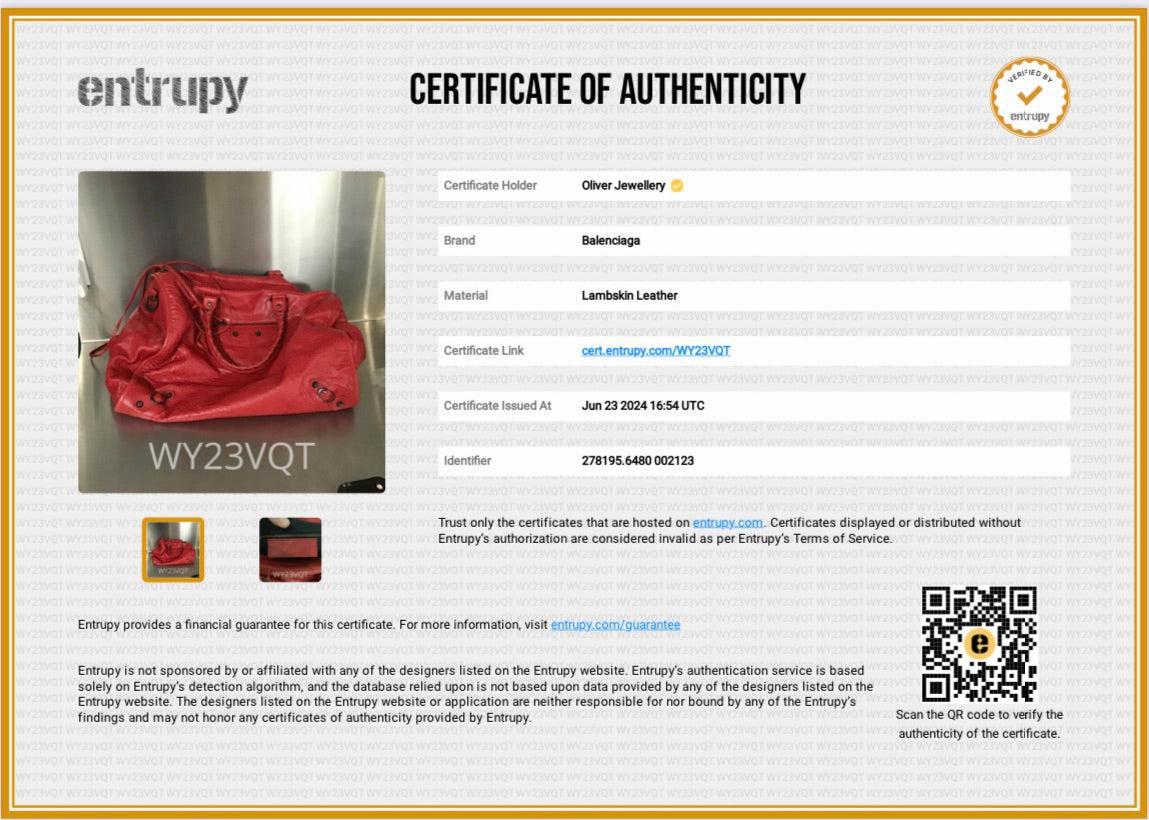 Balenciaga Red Agneau Leather Motocross Classic Kraft Bag