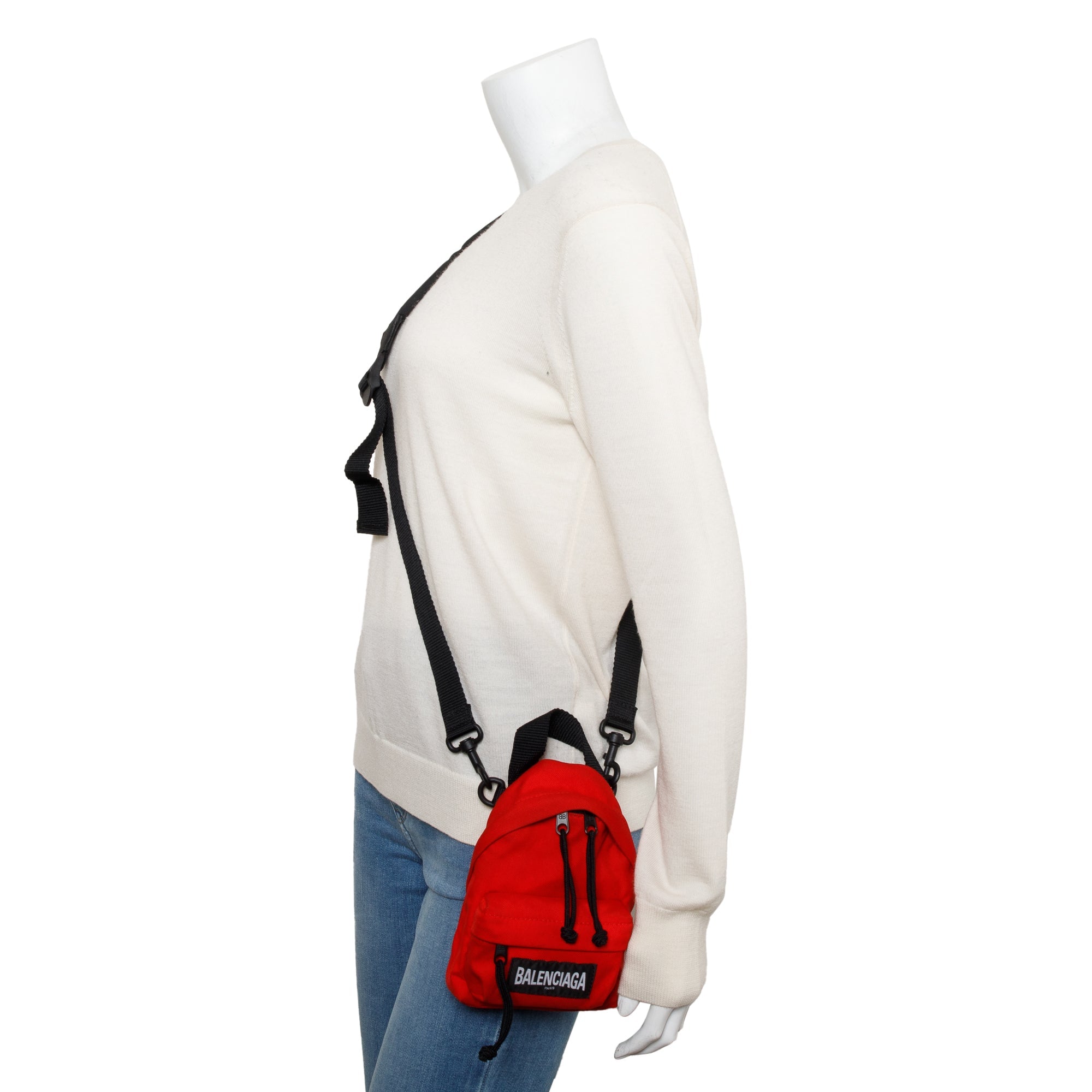 Balenciaga Red Canvas Oversized Mini Backpack Crossbody