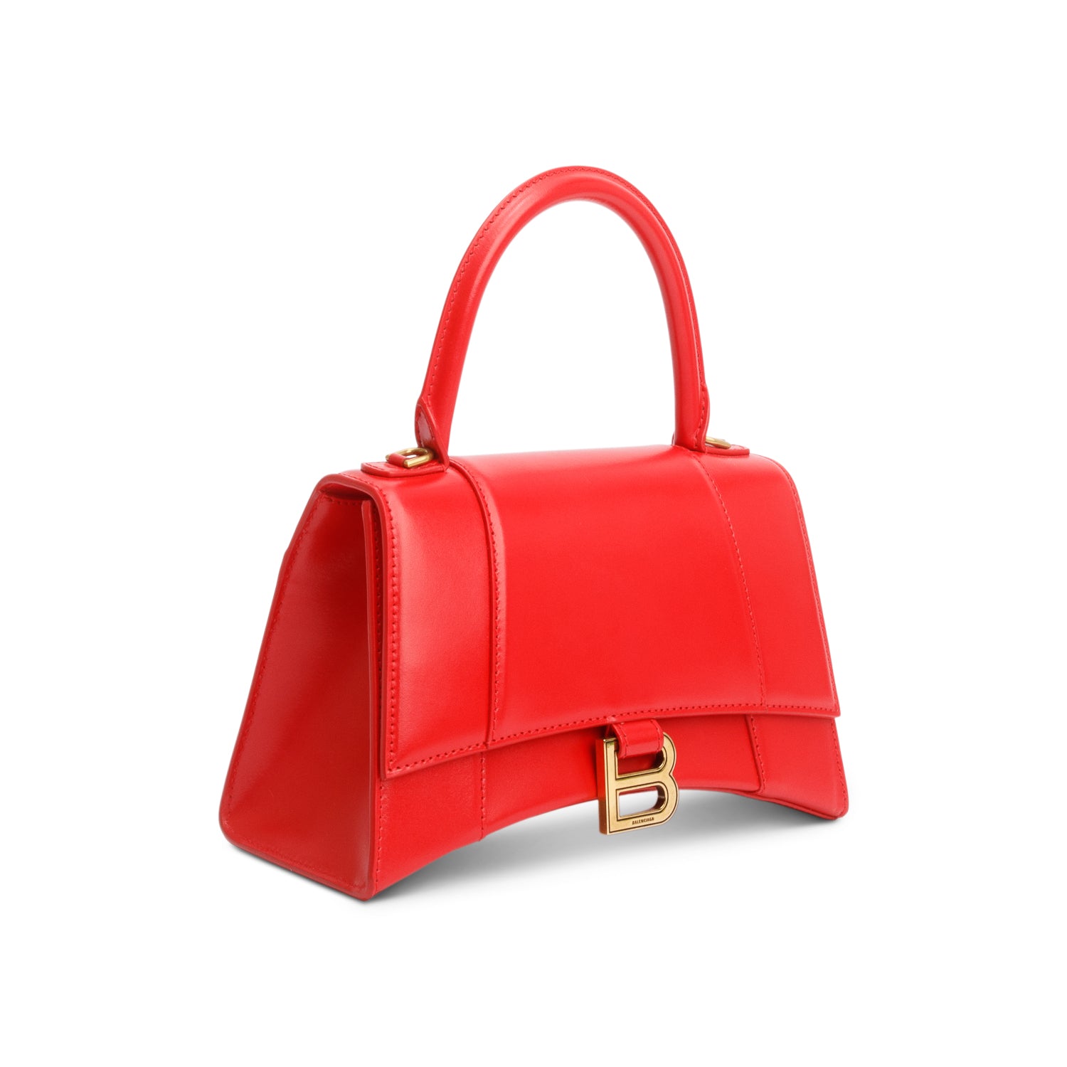 Balenciaga Red Smooth Leather Small Hourglass Top Handle Bag w/ Strap