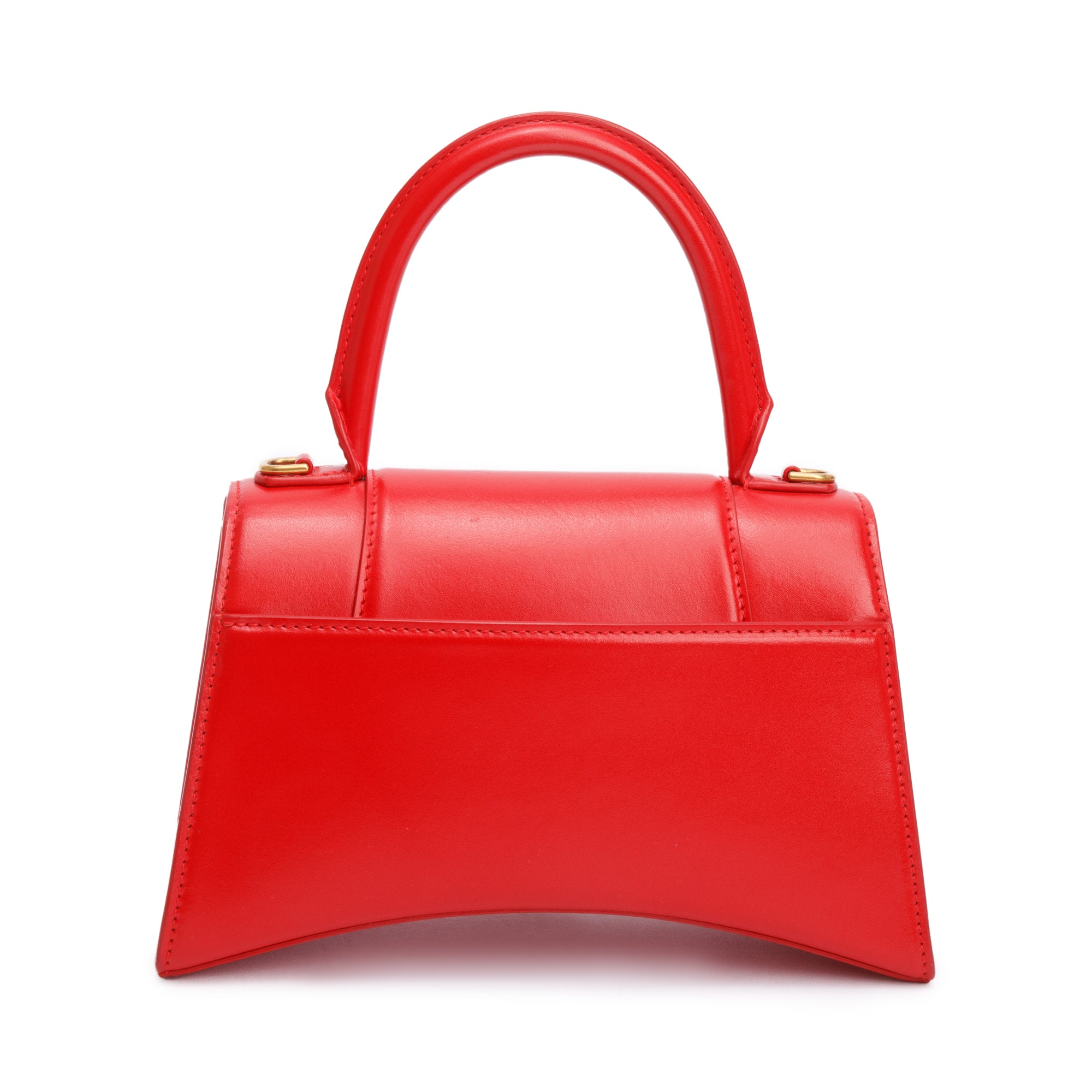Balenciaga Red Smooth Leather Small Hourglass Top Handle Bag w/ Strap