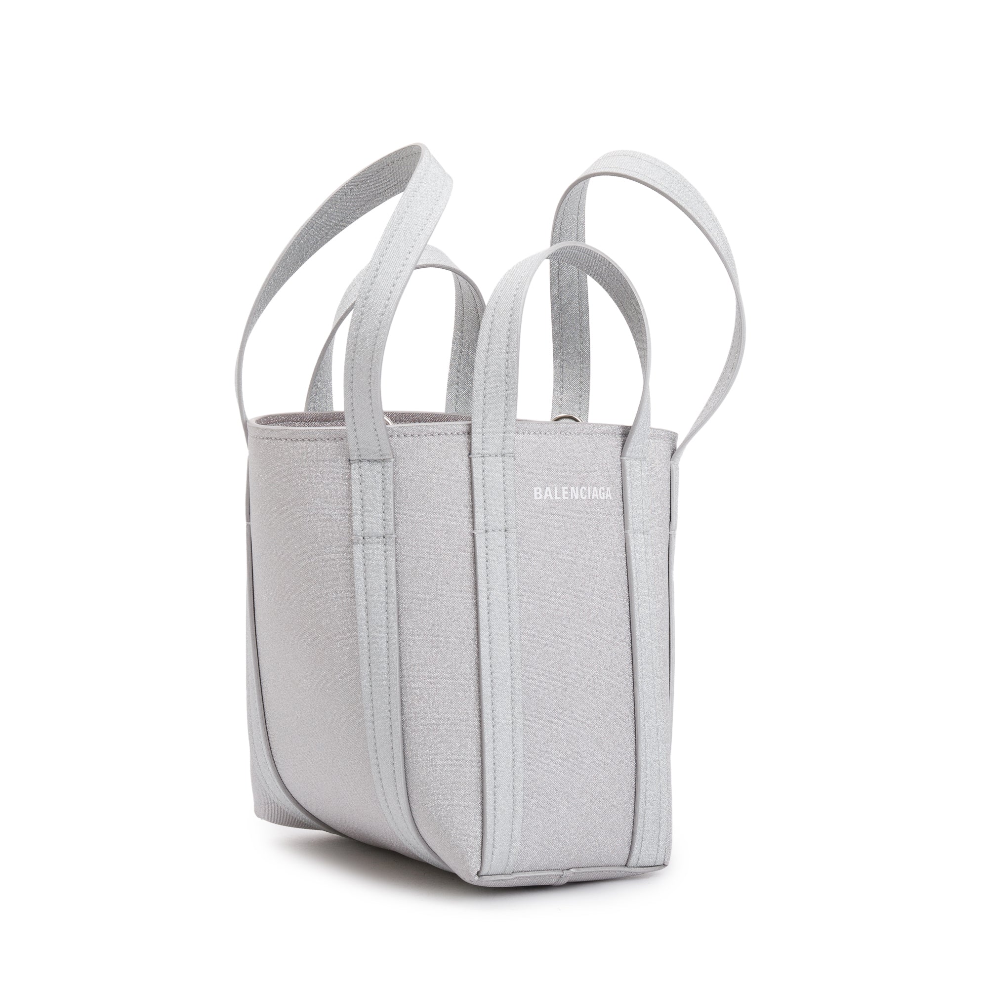 Balenciaga Silver Sparkling Fabric Everyday XS North-South Tote w/ Box