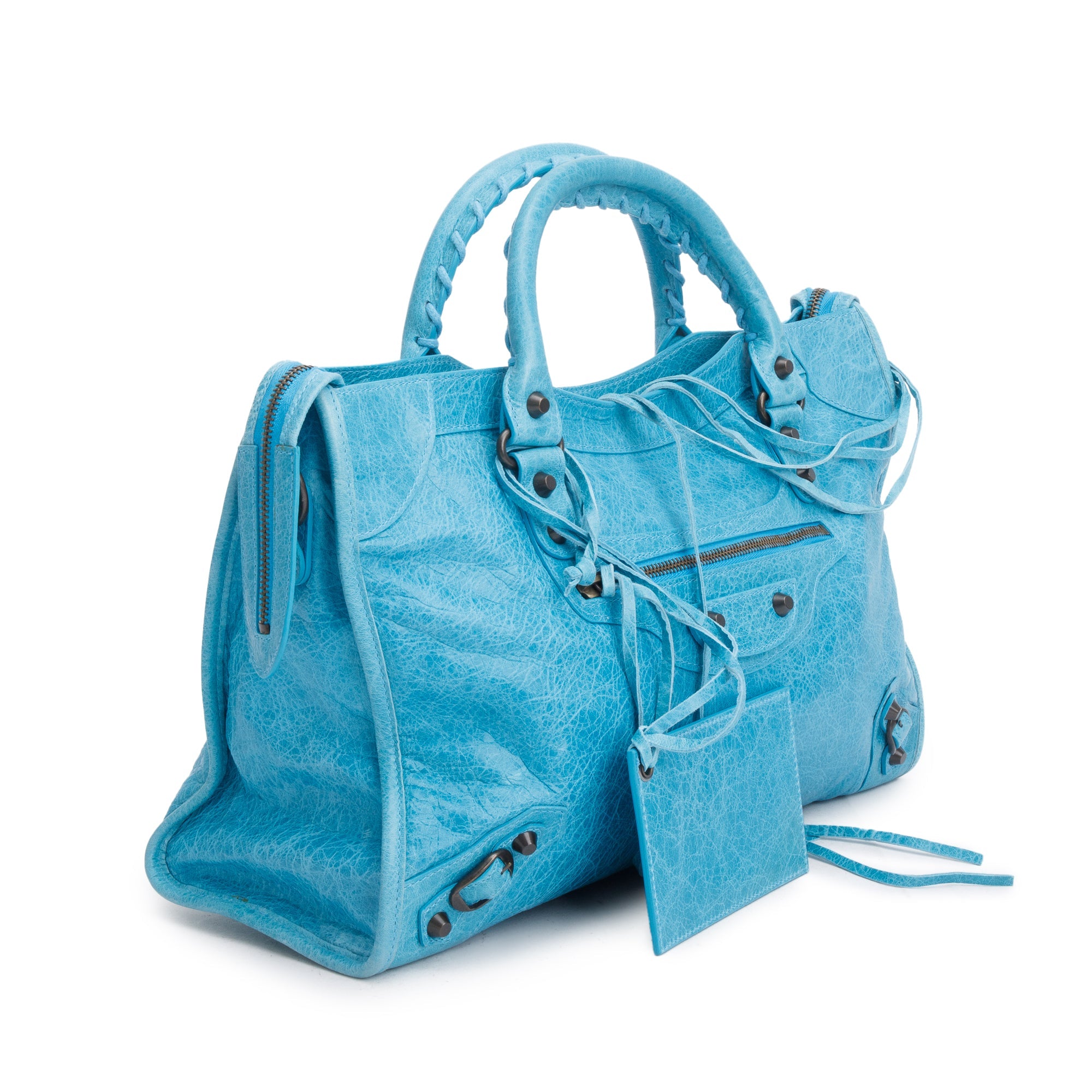 Balenciaga Teal Agneau Leather Motocross Classic City Bag – OLIVER'S