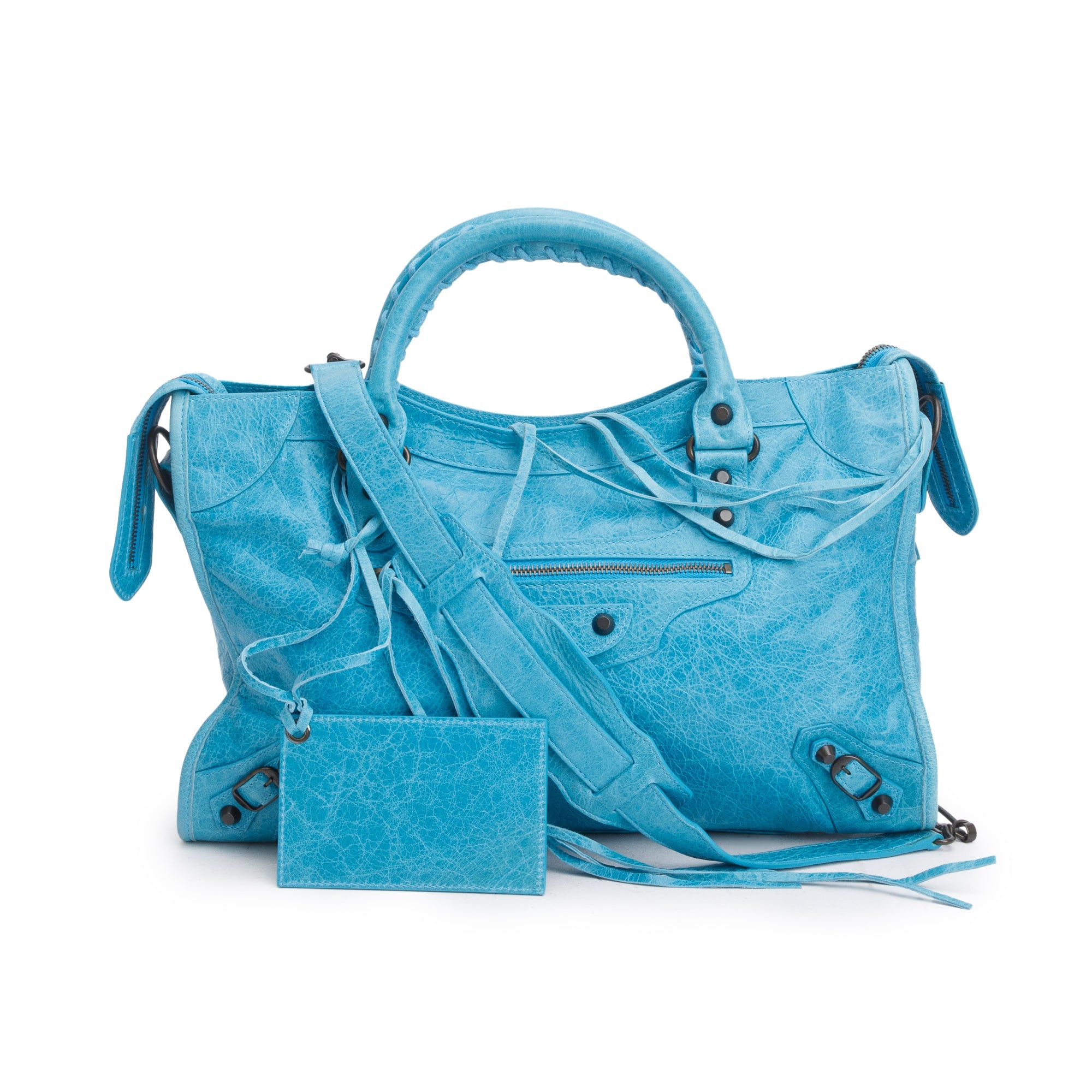 Balenciaga Teal Agneau Leather Motocross Classic City Bag – Oliver