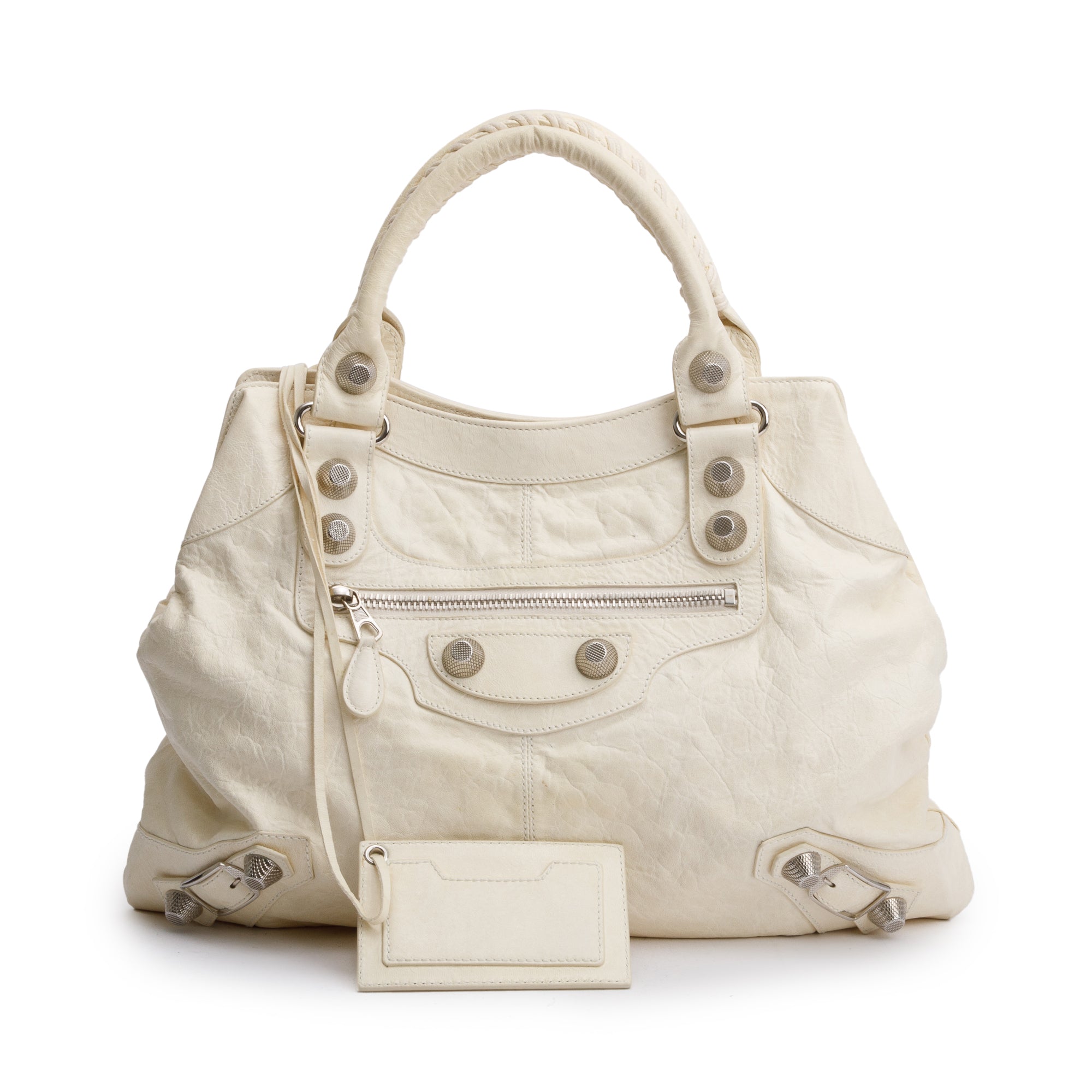 Balenciaga White Agneau Leather Giant 21 Brief Tote