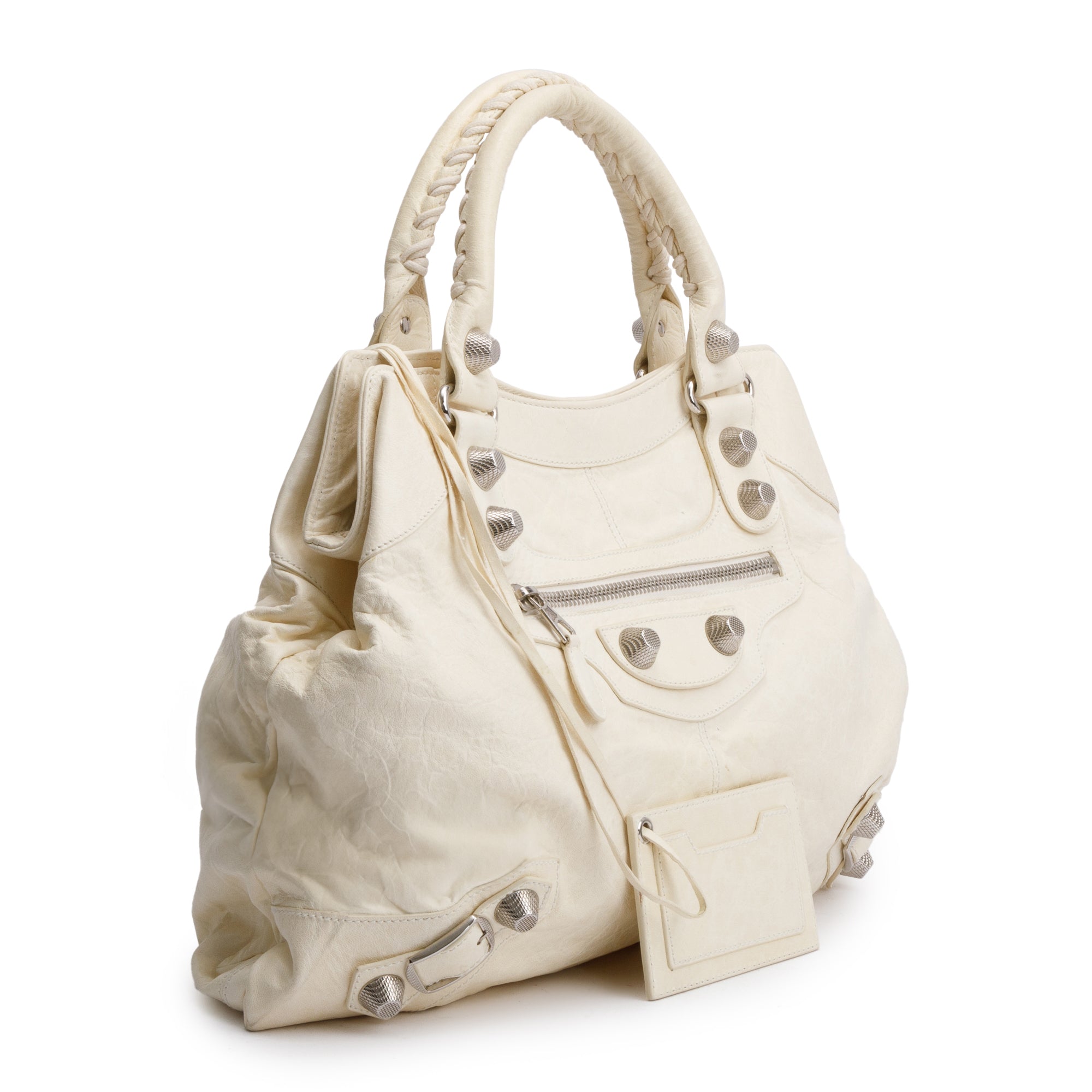 Balenciaga White Agneau Leather Giant 21 Brief Tote