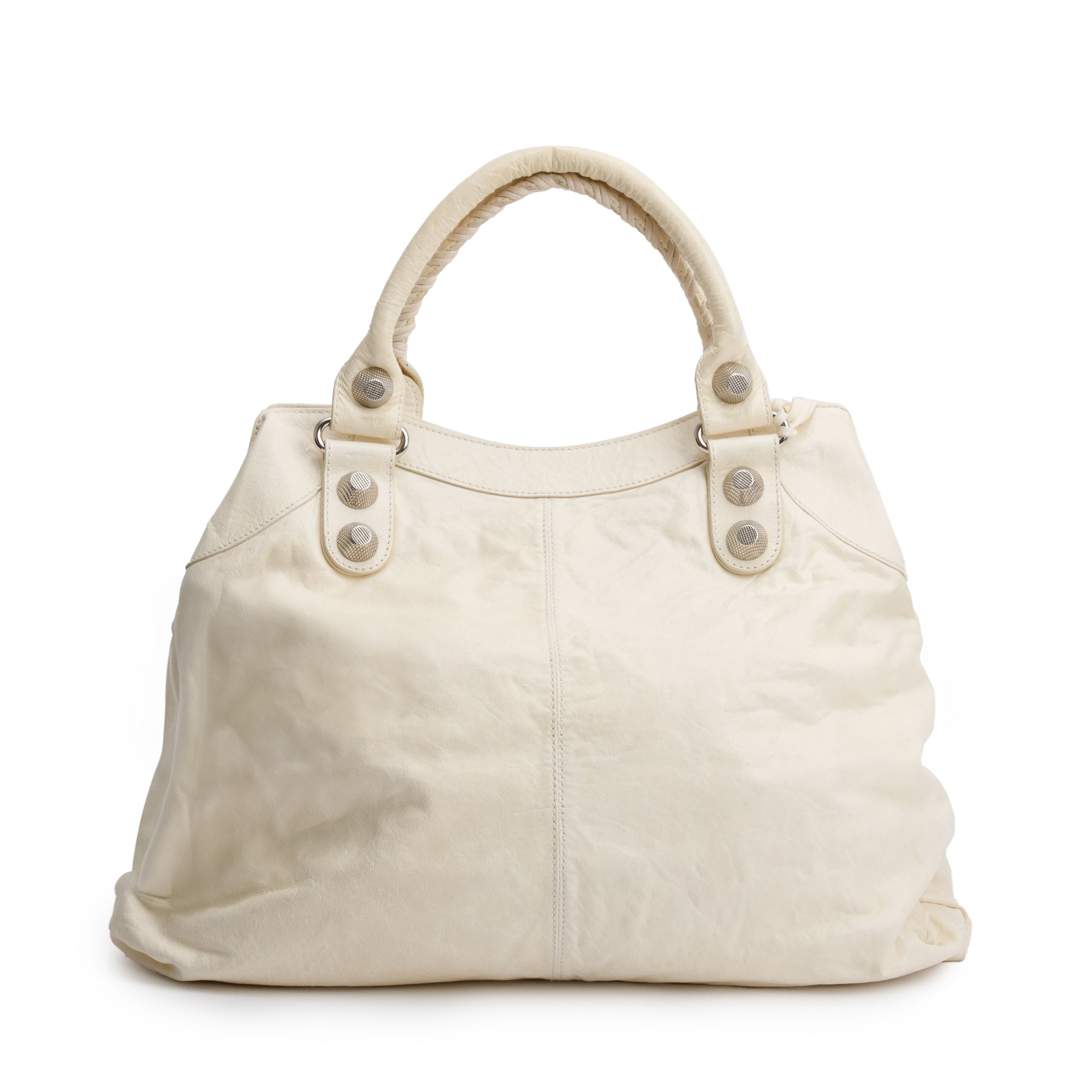Balenciaga White Agneau Leather Giant 21 Brief Tote