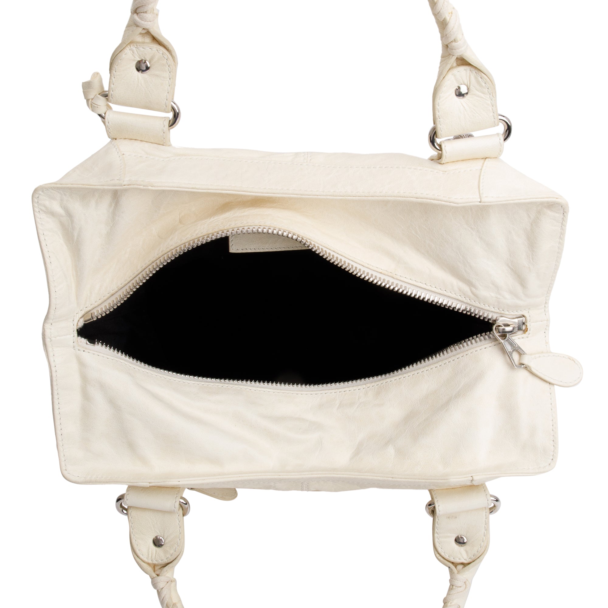 Balenciaga White Agneau Leather Giant 21 Brief Tote