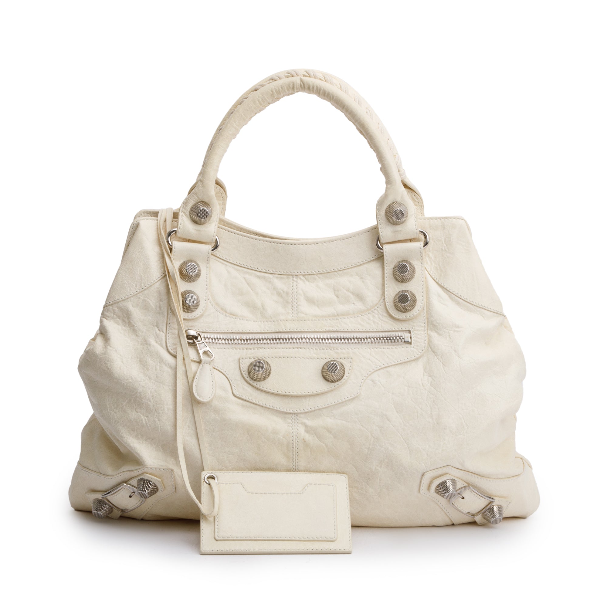 Balenciaga White Agneau Leather Giant 21 Brief Tote