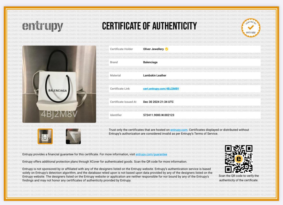 Balenciaga White Calfskin Leather XXS Logo Leather Shopping Tote