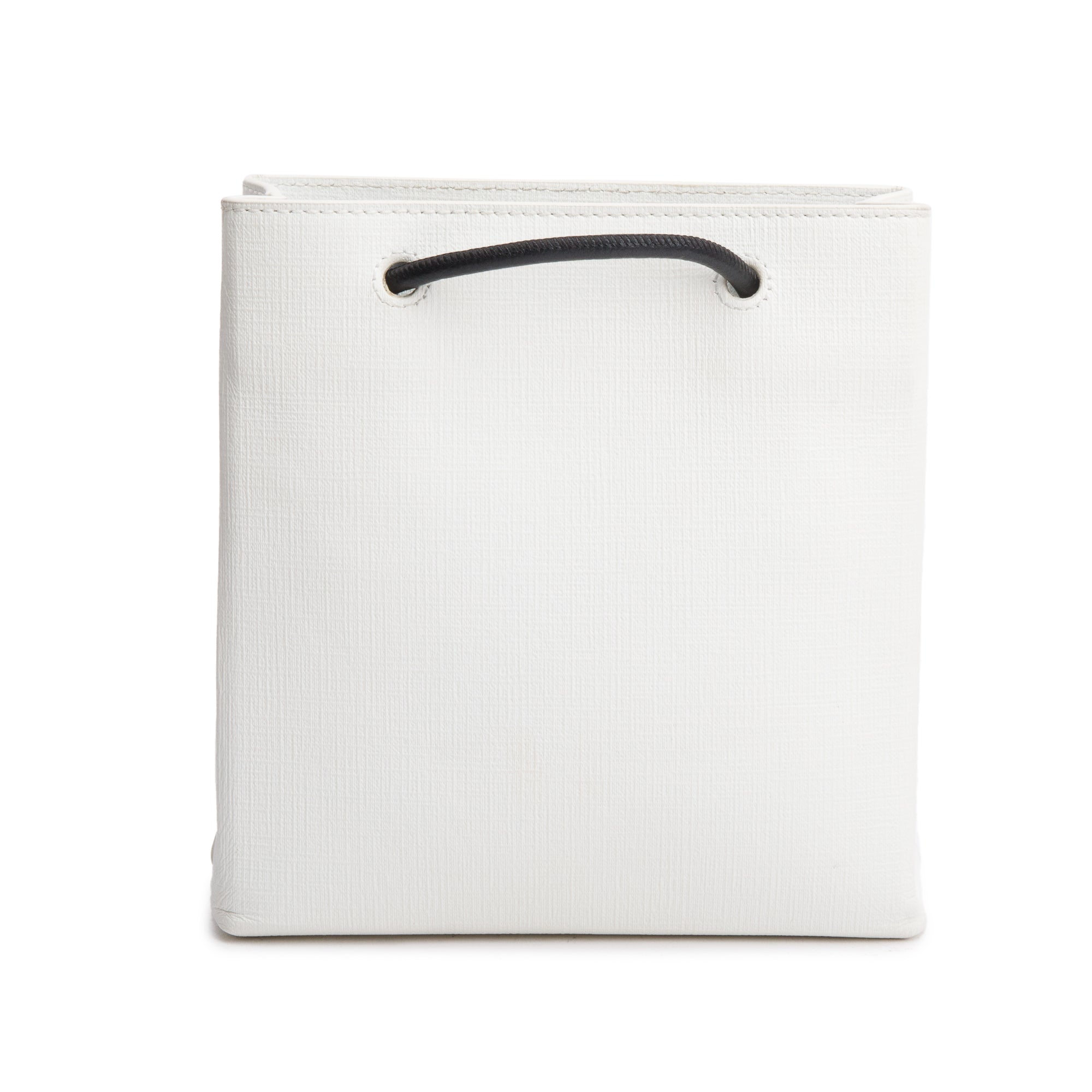 Balenciaga White Calfskin Leather XXS Logo Leather Shopping Tote