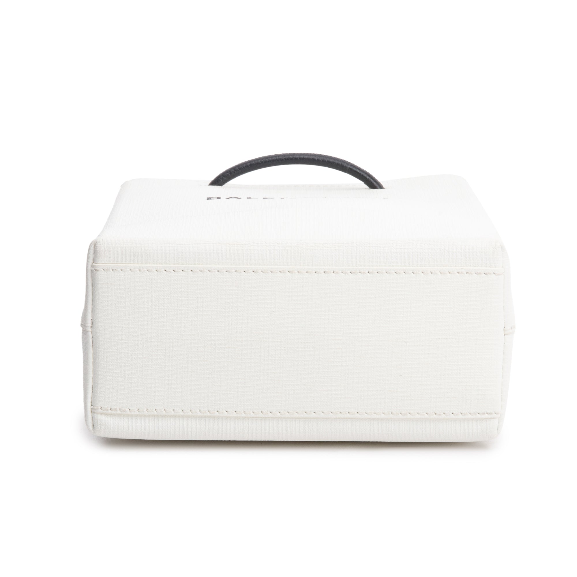 Balenciaga White Calfskin Leather XXS Logo Leather Shopping Tote