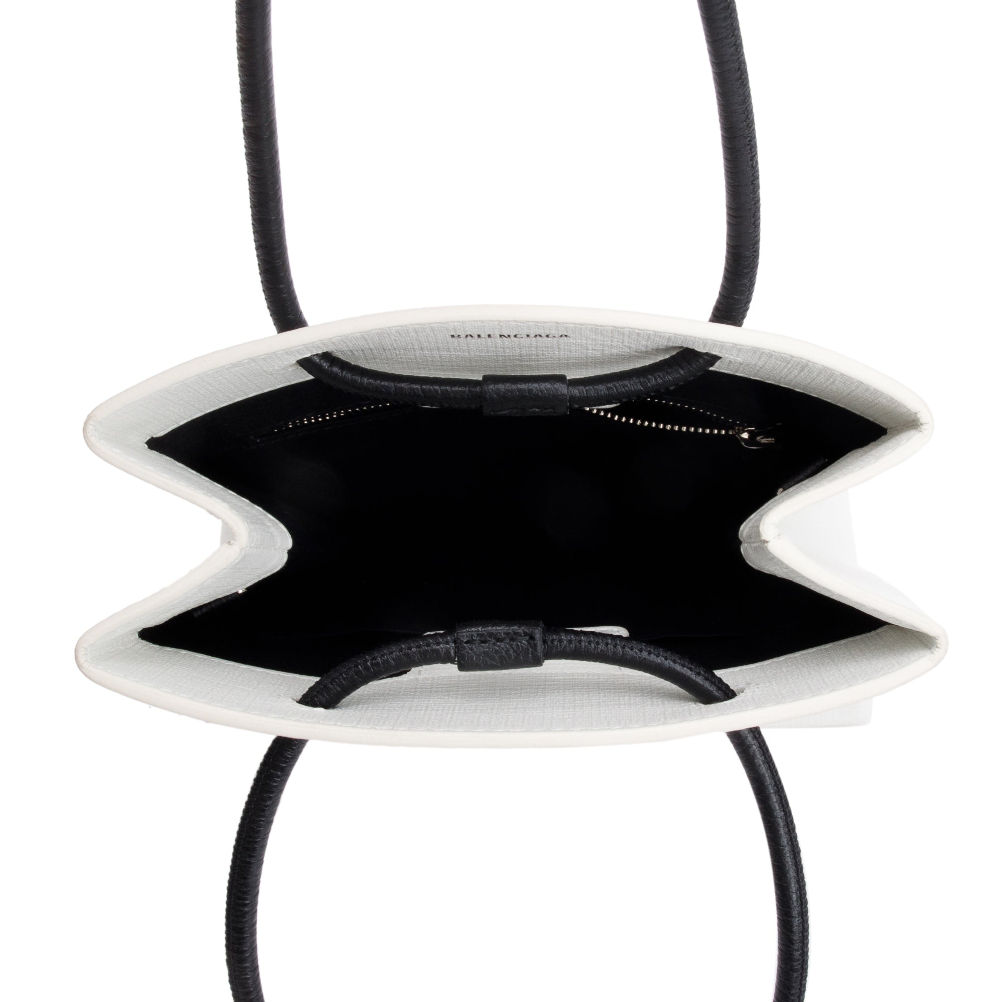 Balenciaga White Calfskin Leather XXS Logo Leather Shopping Tote