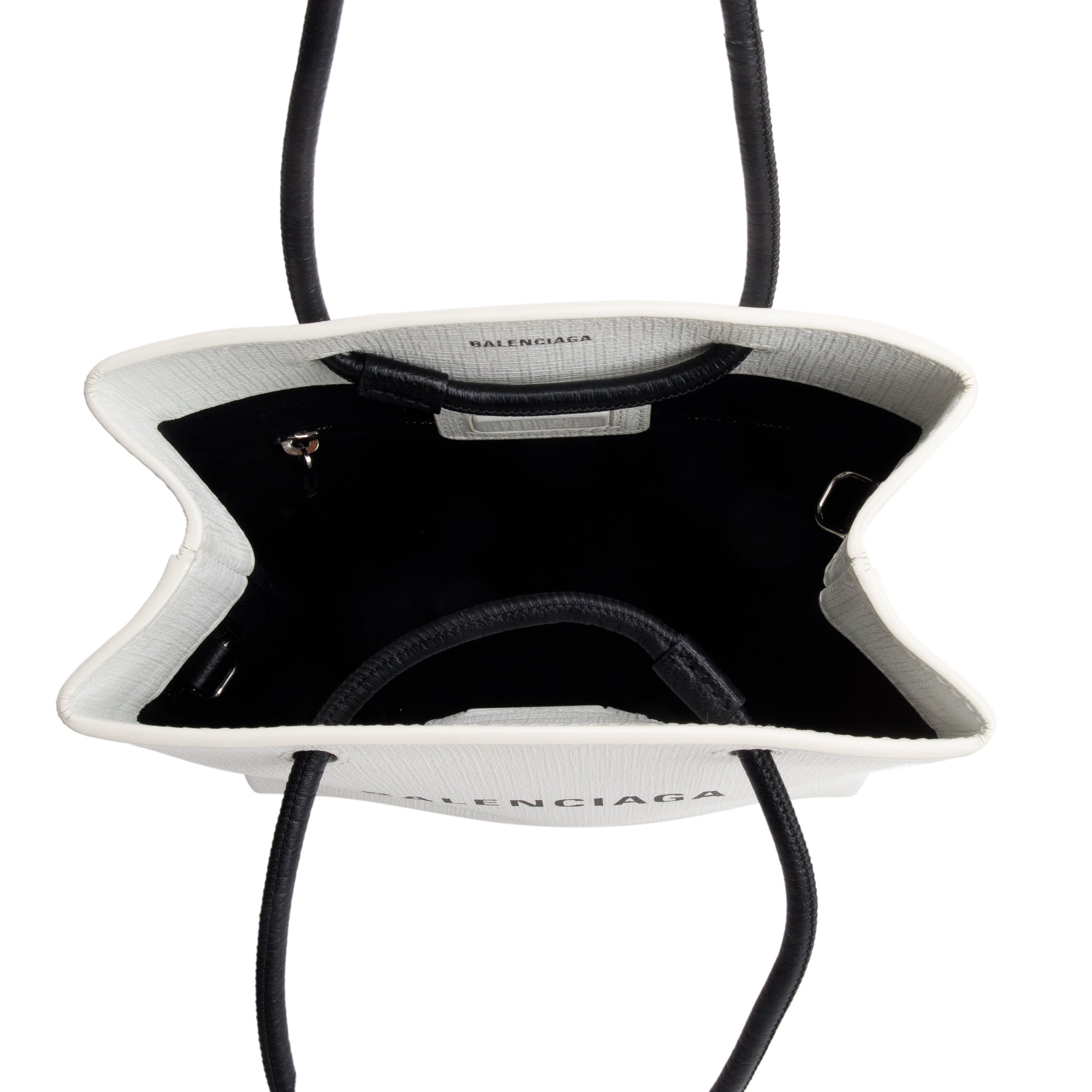 Balenciaga White Calfskin Leather XXS Logo Leather Shopping Tote