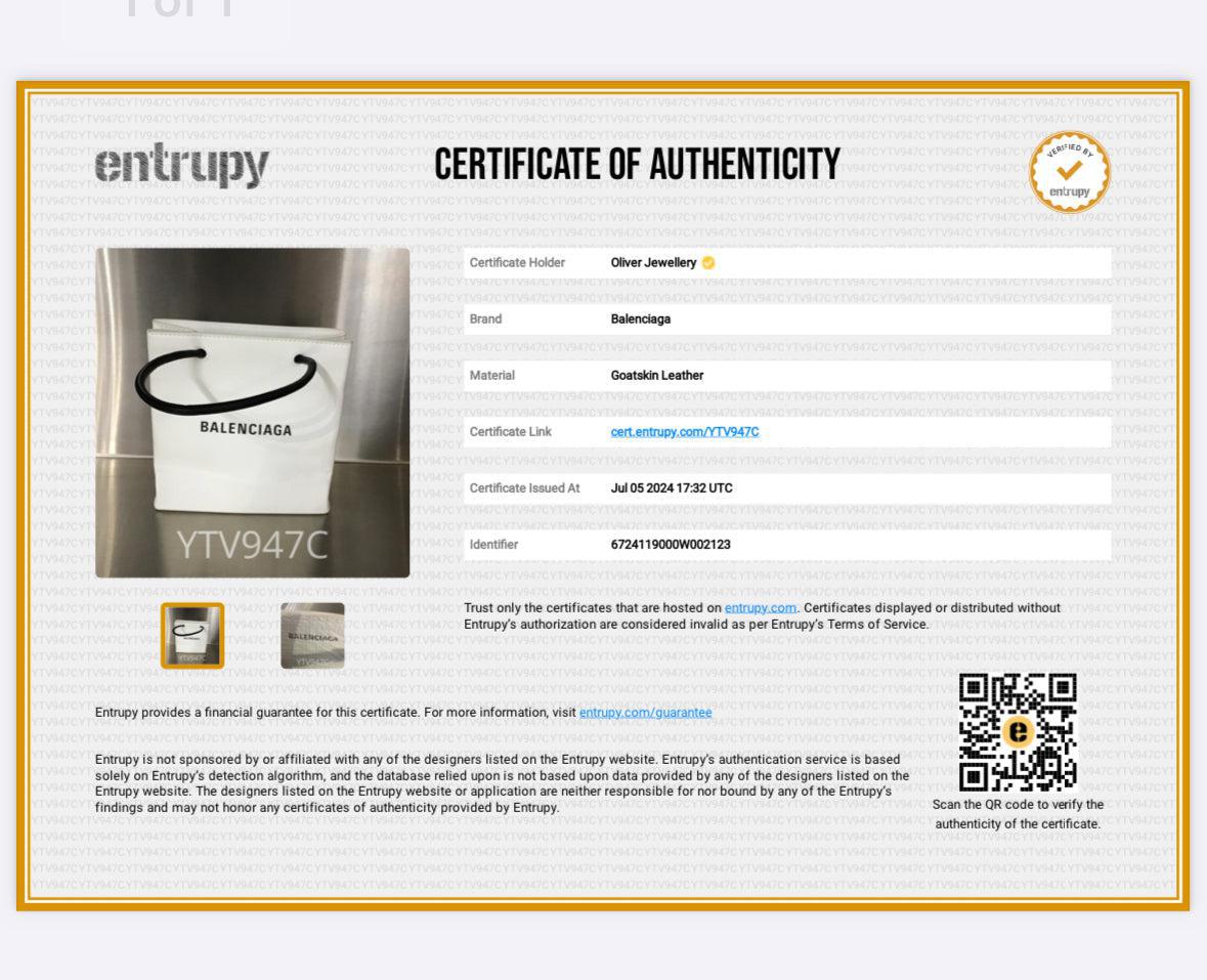 Balenciaga White Calfskin Leather XXS Logo Leather Shopping Tote