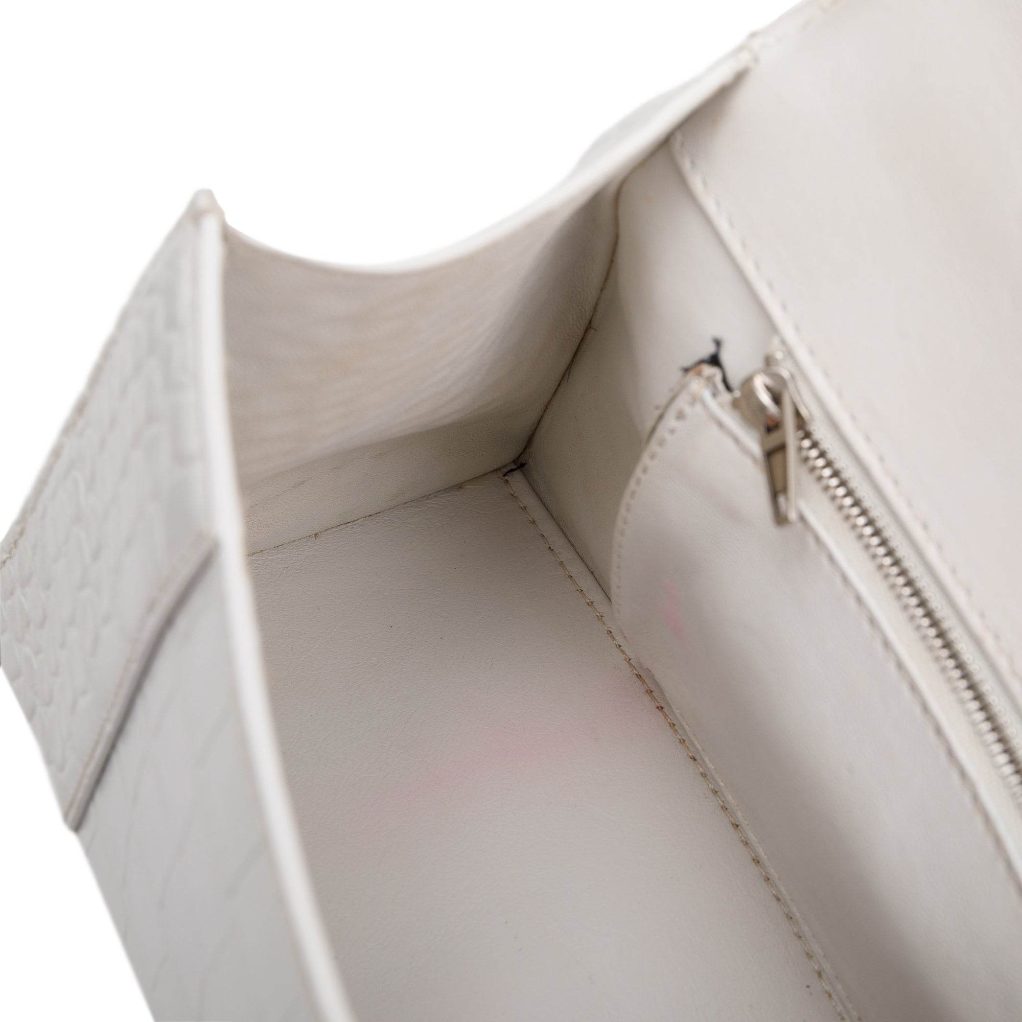 Balenciaga White Croc Embossed Leather Small Hourglass Top Handle Bag w/ Strap