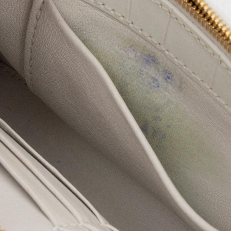 Balenciaga White Crocodile Embossed Hourglass Wallet on Chain