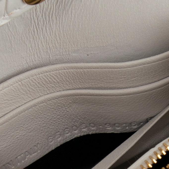 Balenciaga White Crocodile Embossed Hourglass Wallet on Chain