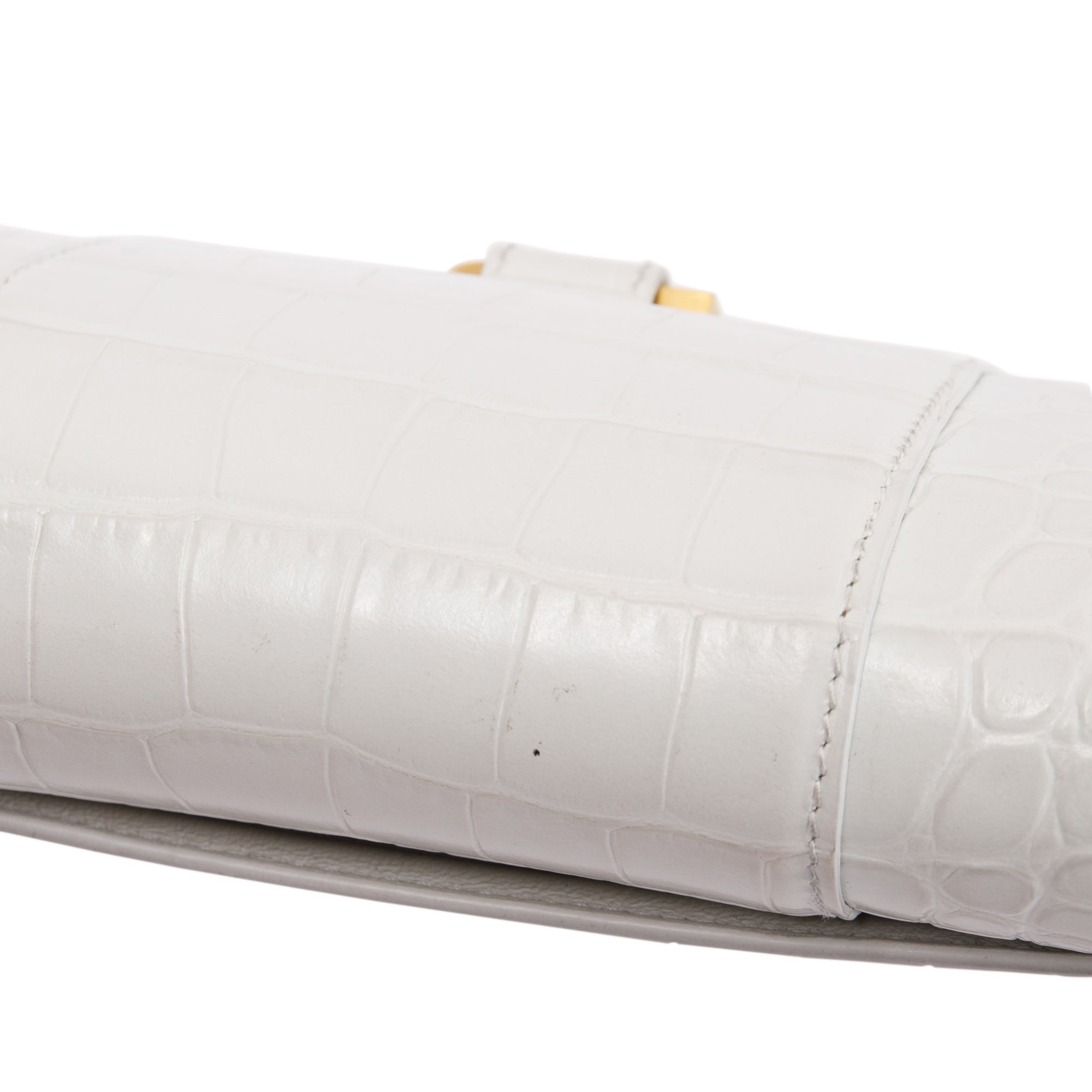 Balenciaga White Crocodile Embossed Hourglass Wallet on Chain