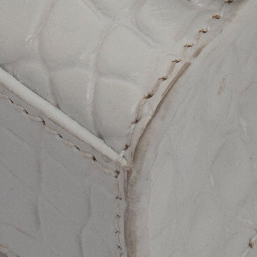 Balenciaga White Crocodile Embossed Hourglass Wallet on Chain