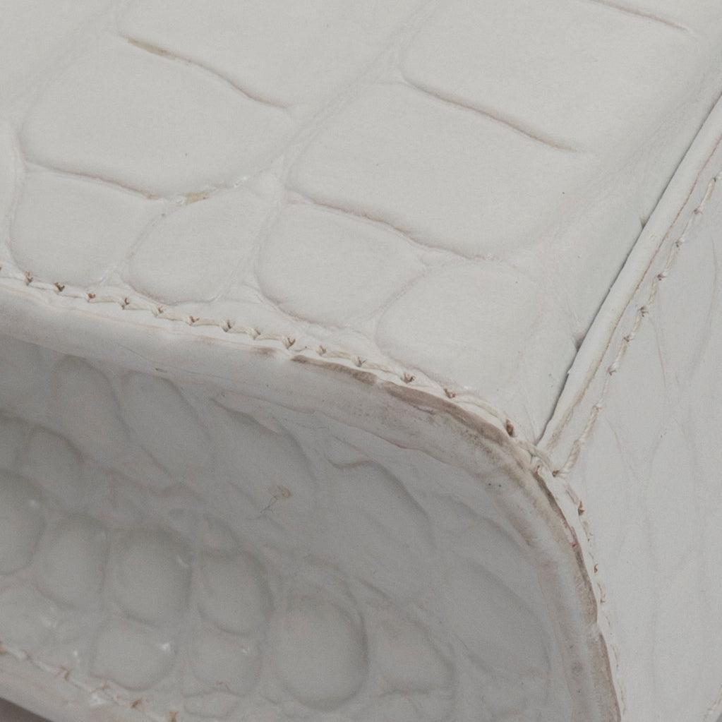 Balenciaga White Crocodile Embossed Hourglass Wallet on Chain